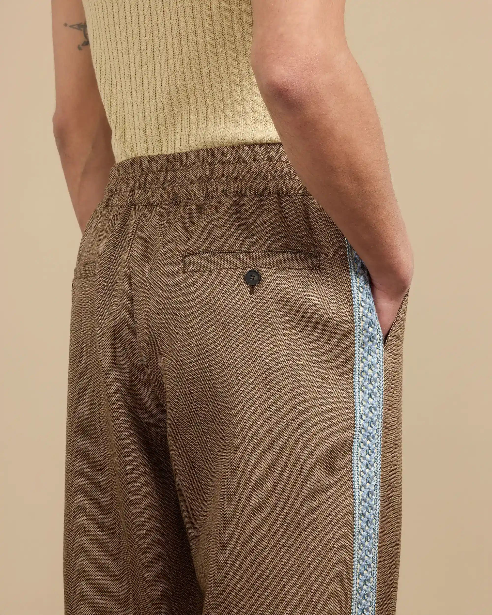 Drôle De Monsieur Le Pantalon Chevron Hose Braun Wolle