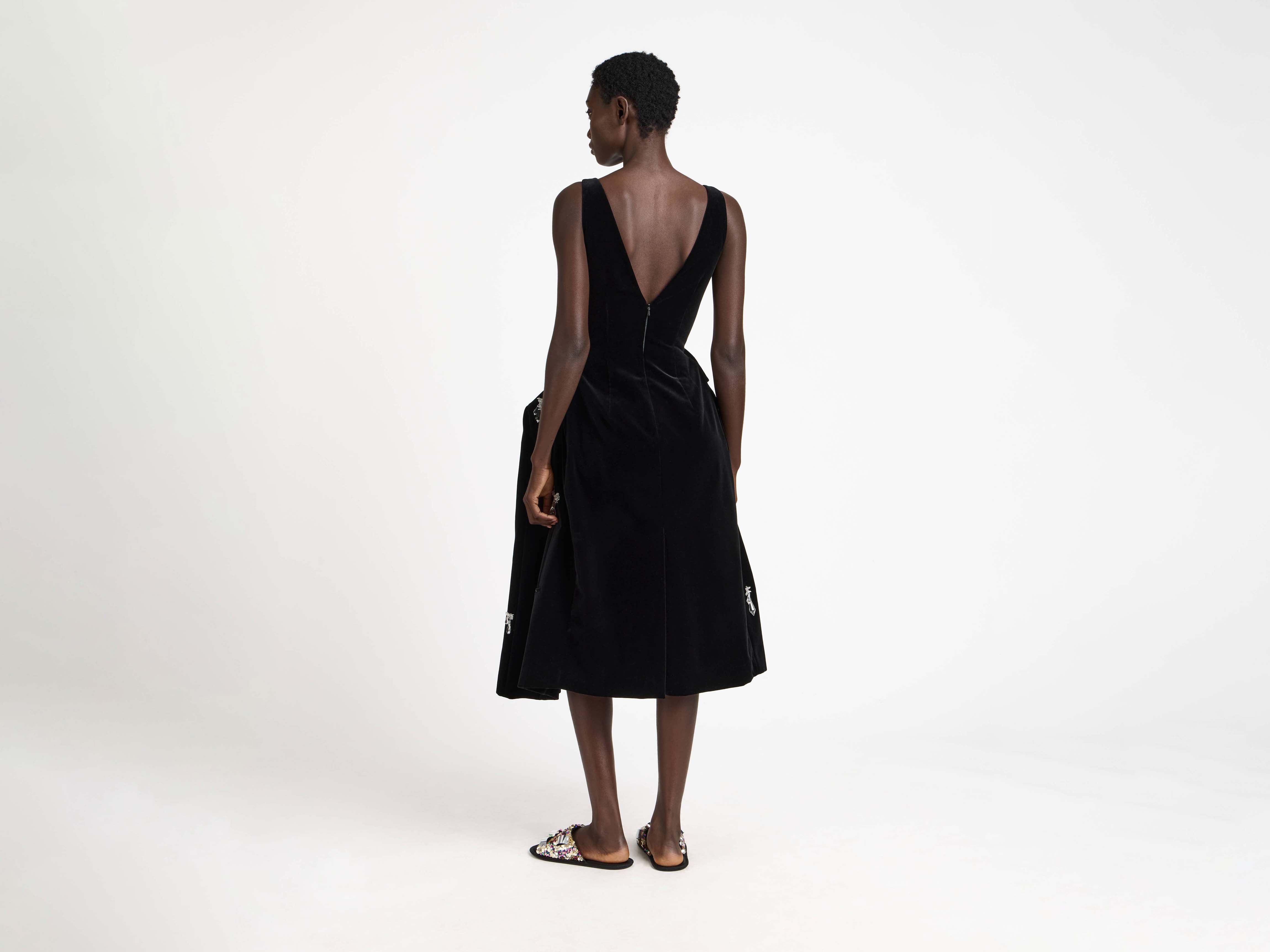 J.W.Anderson Structured Kleid Schwarz Samt Kristall