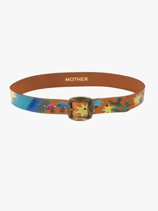 Mother The Space Western Gürtel Tan Leder Sterne Breit