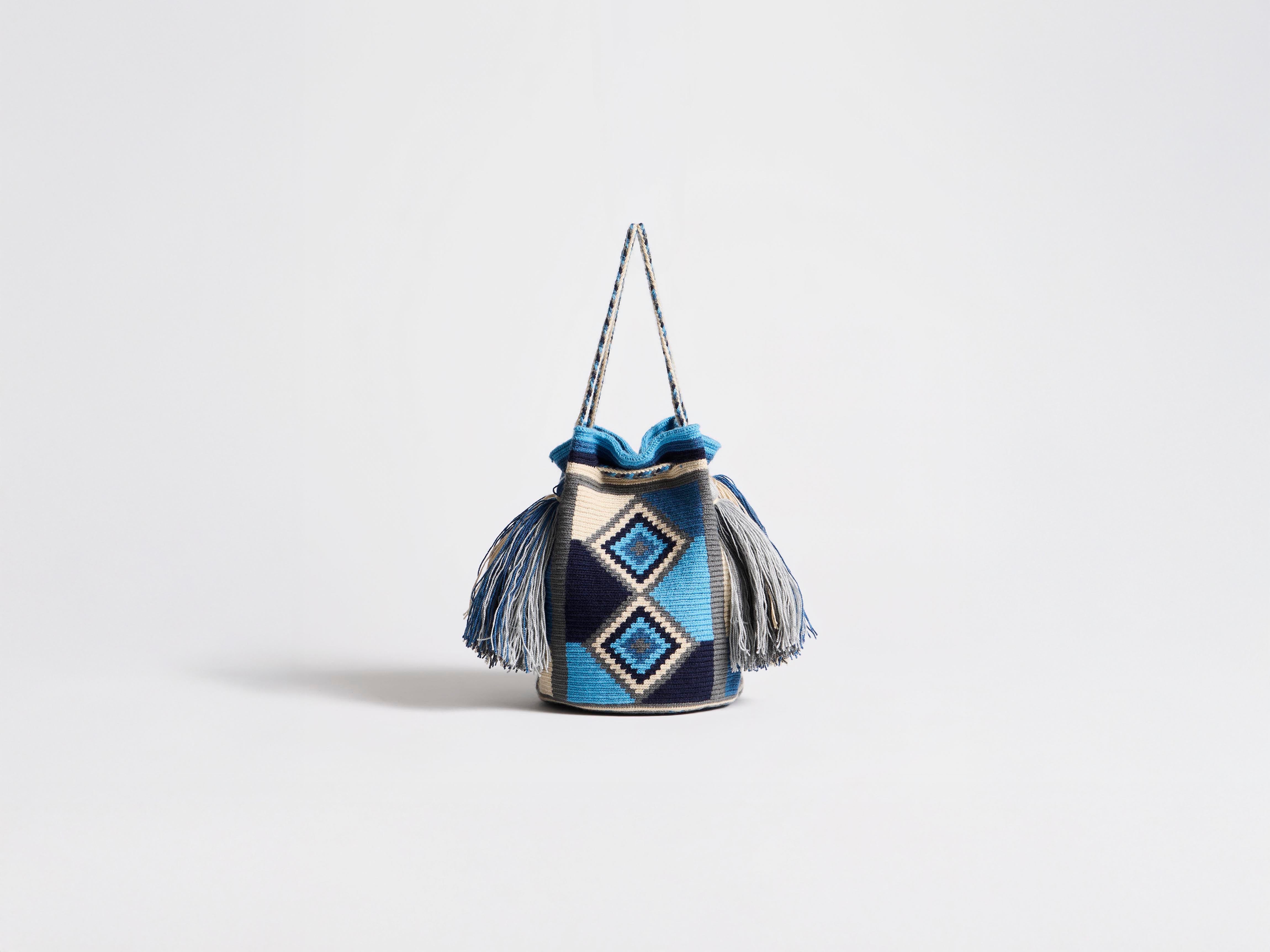 J.W.Anderson Wayuu Pouch Tasche Blau Multi Handgewebt