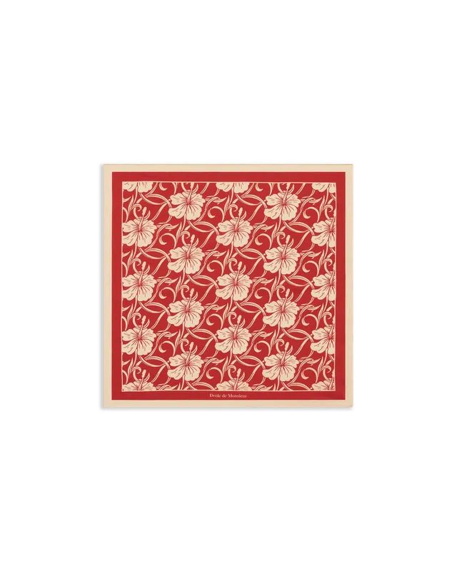 Drôle De Monsieur Hibiscus Foulard rot Baumwolle 60x60