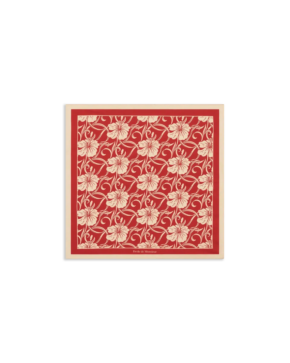 Drôle De Monsieur Hibiscus Foulard rot Baumwolle 60x60