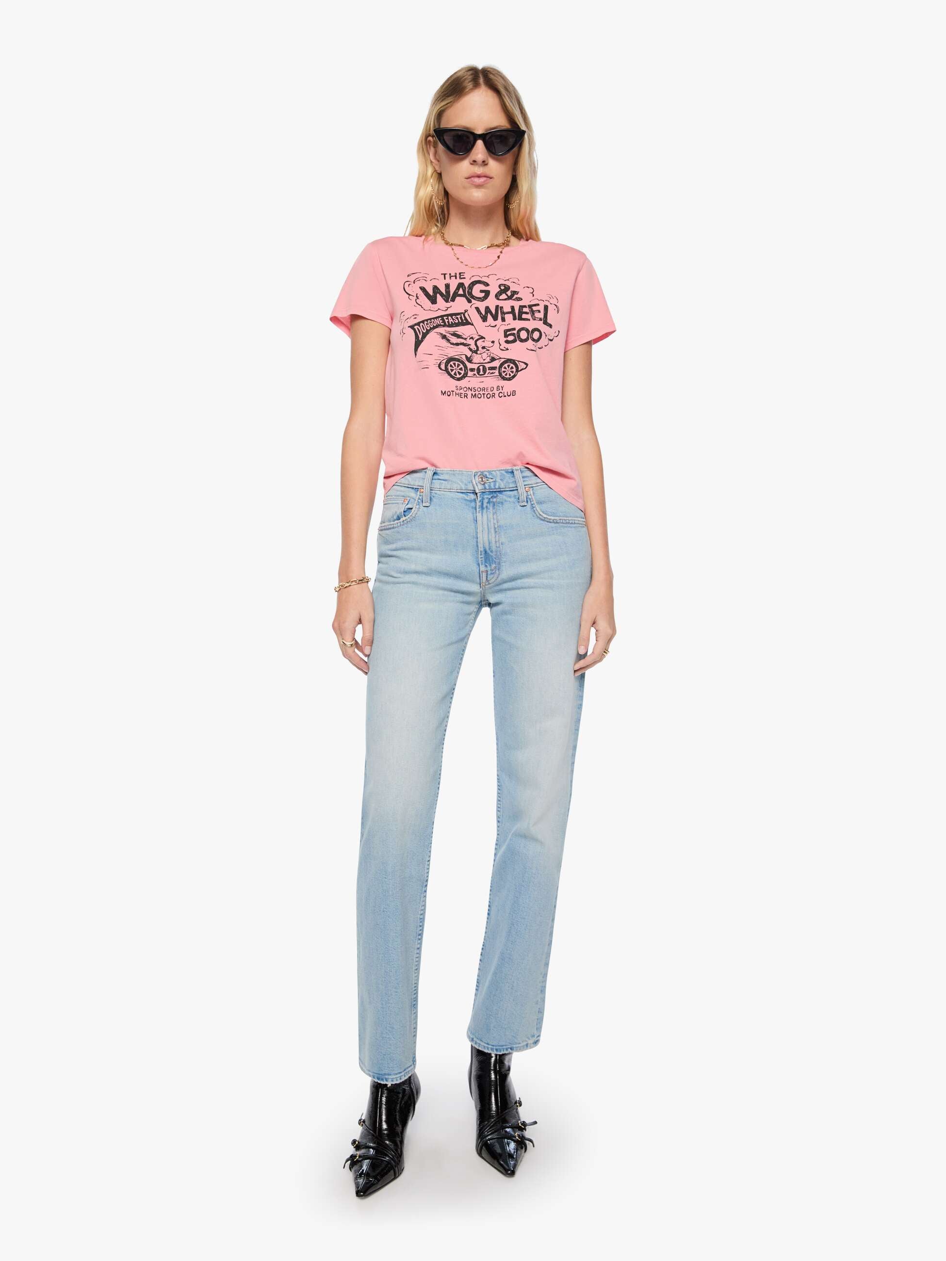 Mother The Lil Goodie Goodie T-Shirt Wag And Wheel Rosa Supima