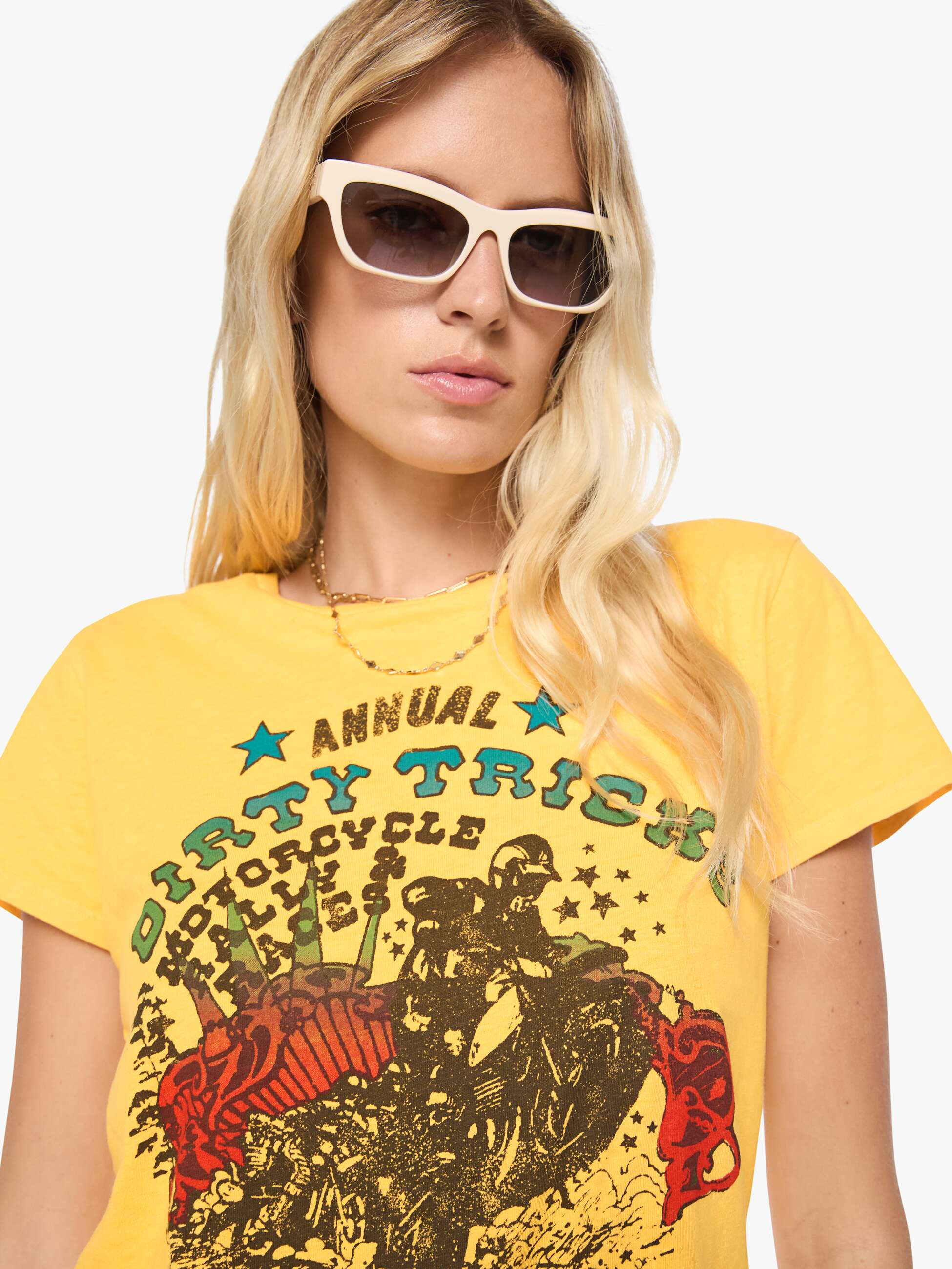 Mother The Lil Goodie Goodie T-Shirt Dirty Tricks Gelb Print