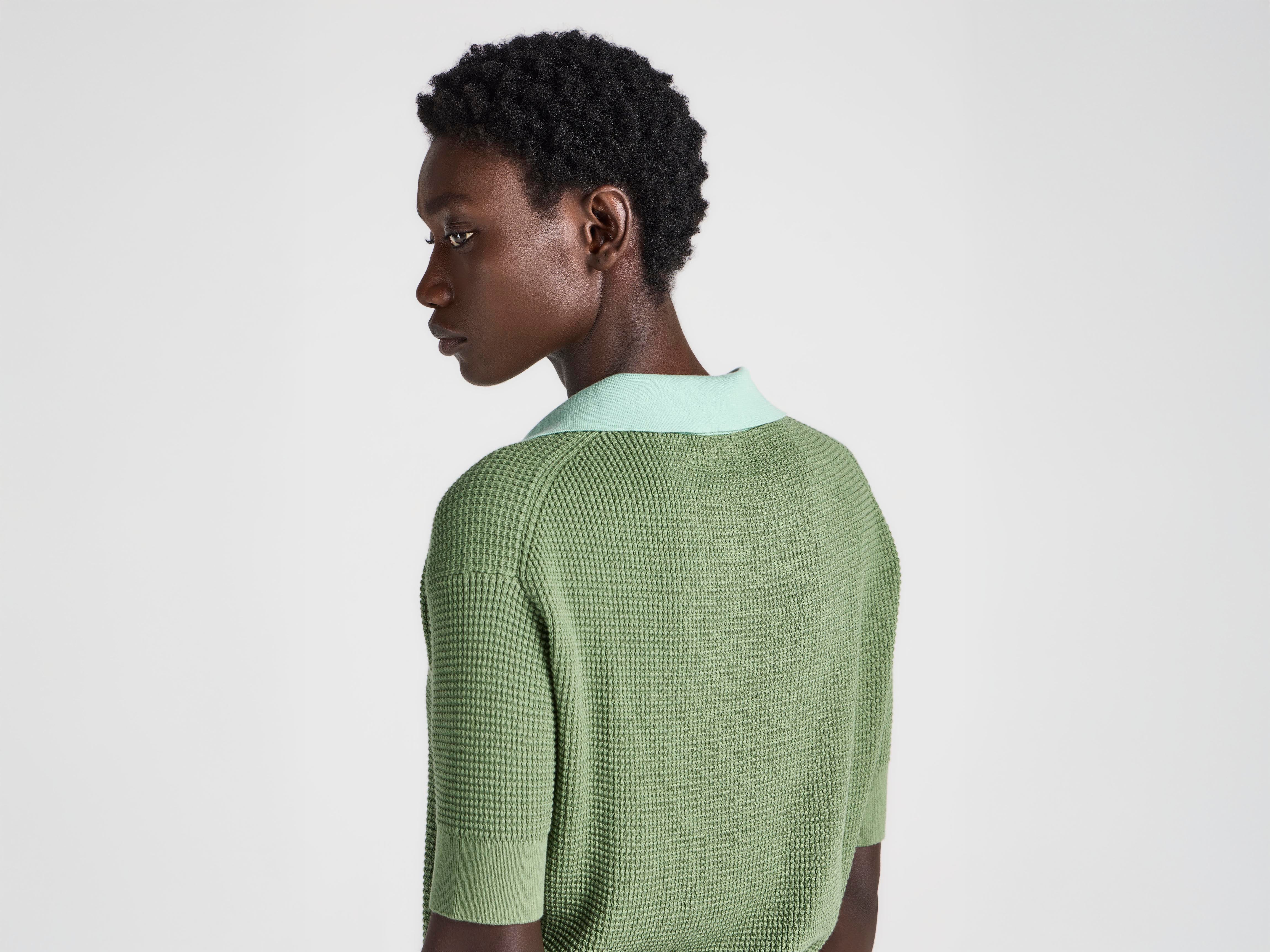 J.W.Anderson Knitted Polo Top mint Waffelstrick