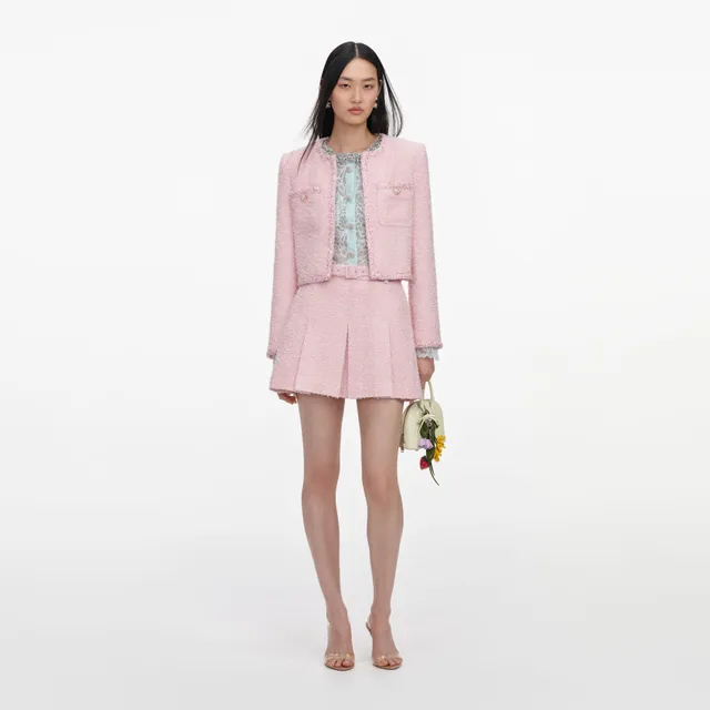 Self Portrait Pink Boucle Jacke Rosa Boxy Gr. UK 6