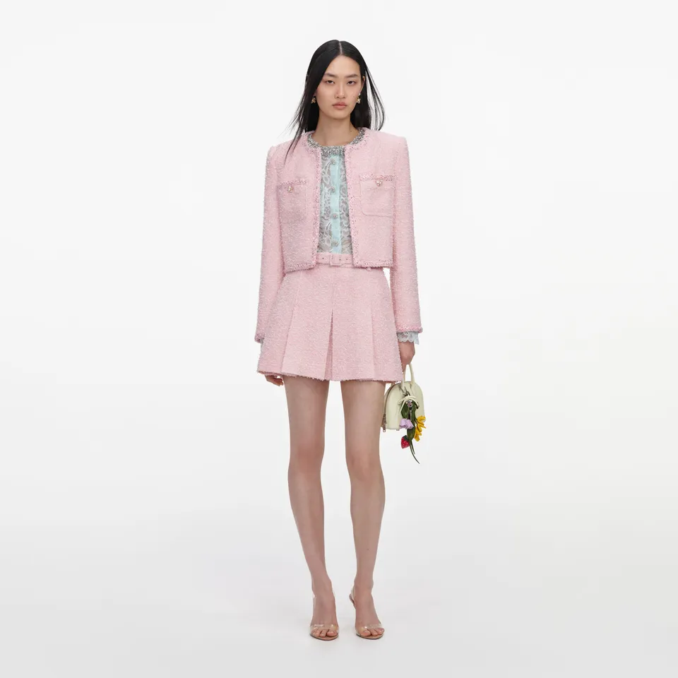Self Portrait Pink Boucle Jacke Rosa Boxy Gr. UK 6
