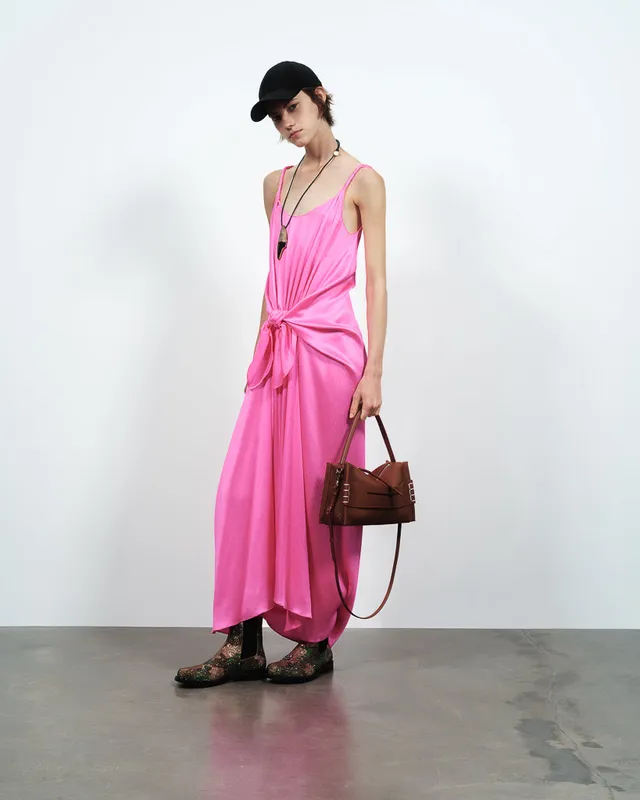 J.W.Anderson Dresses Knotted Waist Longline Kleid Rosa Seide