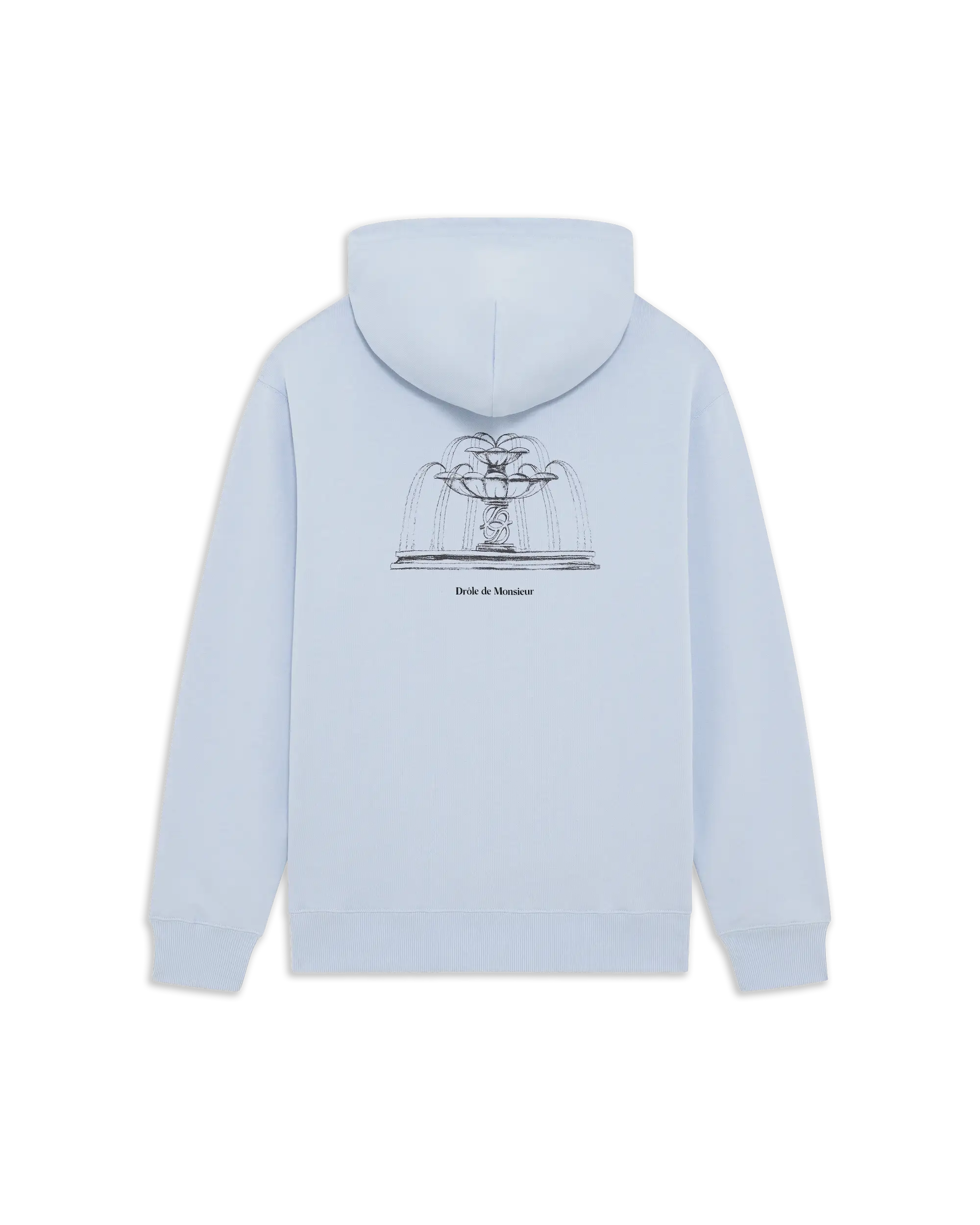 Drôle De Monsieur Fountain Print Hoodie hellblau Baumwolle