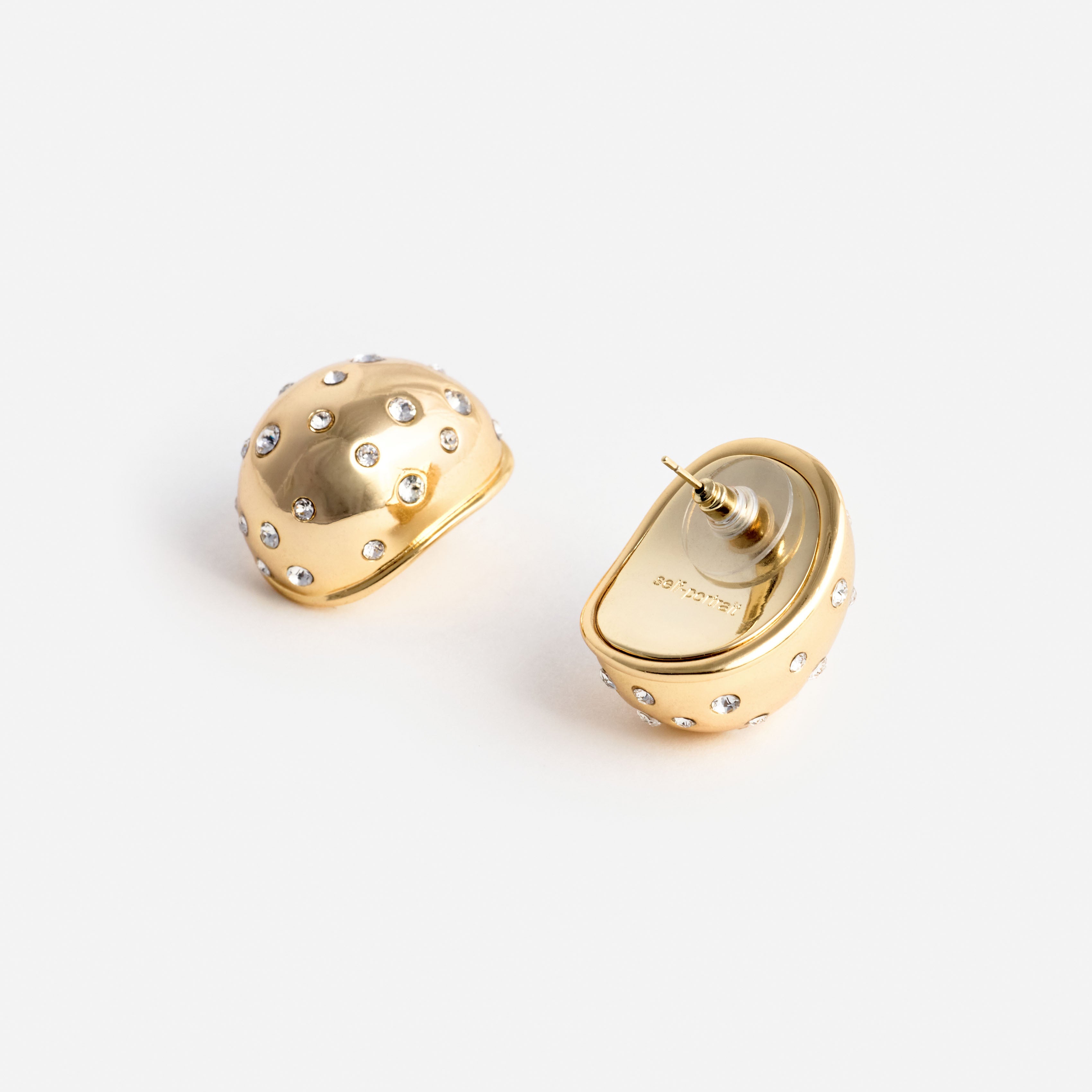 Self Portrait Gold Curved Crystal Ohrringe Gold Kristall