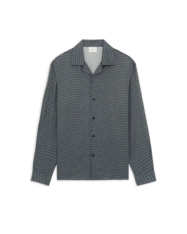 Drôle De Monsieur Notcha Torsades Langarm Hemd Navy Viskose