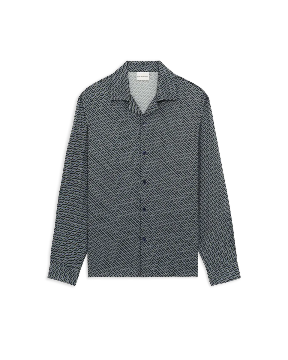 Drôle De Monsieur Notcha Torsades Langarm Hemd Navy Viskose