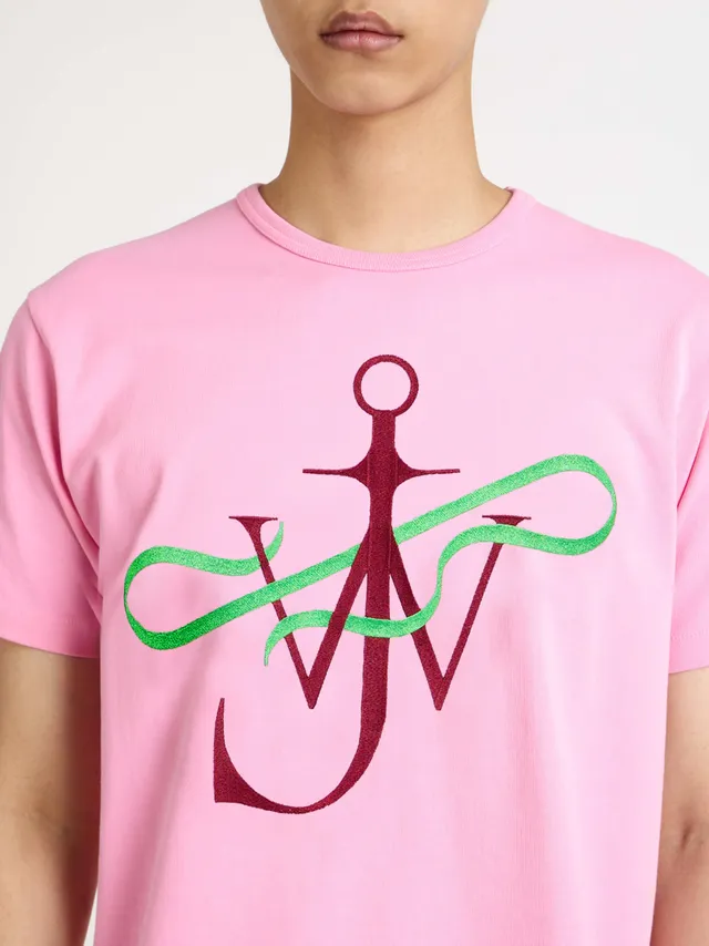 J.W.Anderson Ribbon Anchor T-Shirt Herren Pink Jersey Stickerei
