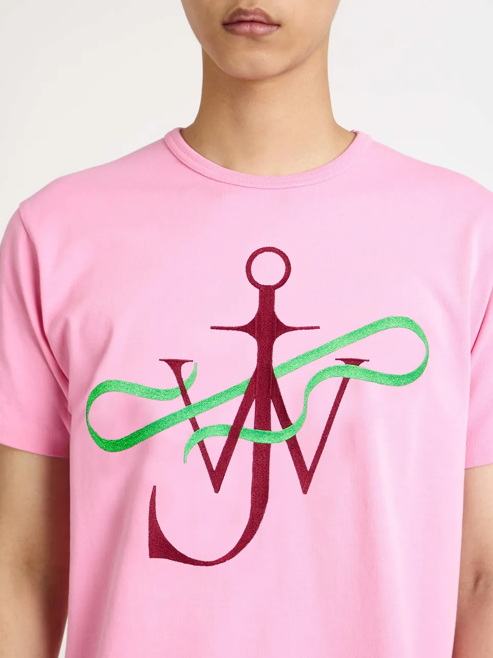 J.W.Anderson Ribbon Anchor T-Shirt Herren Pink Jersey Stickerei