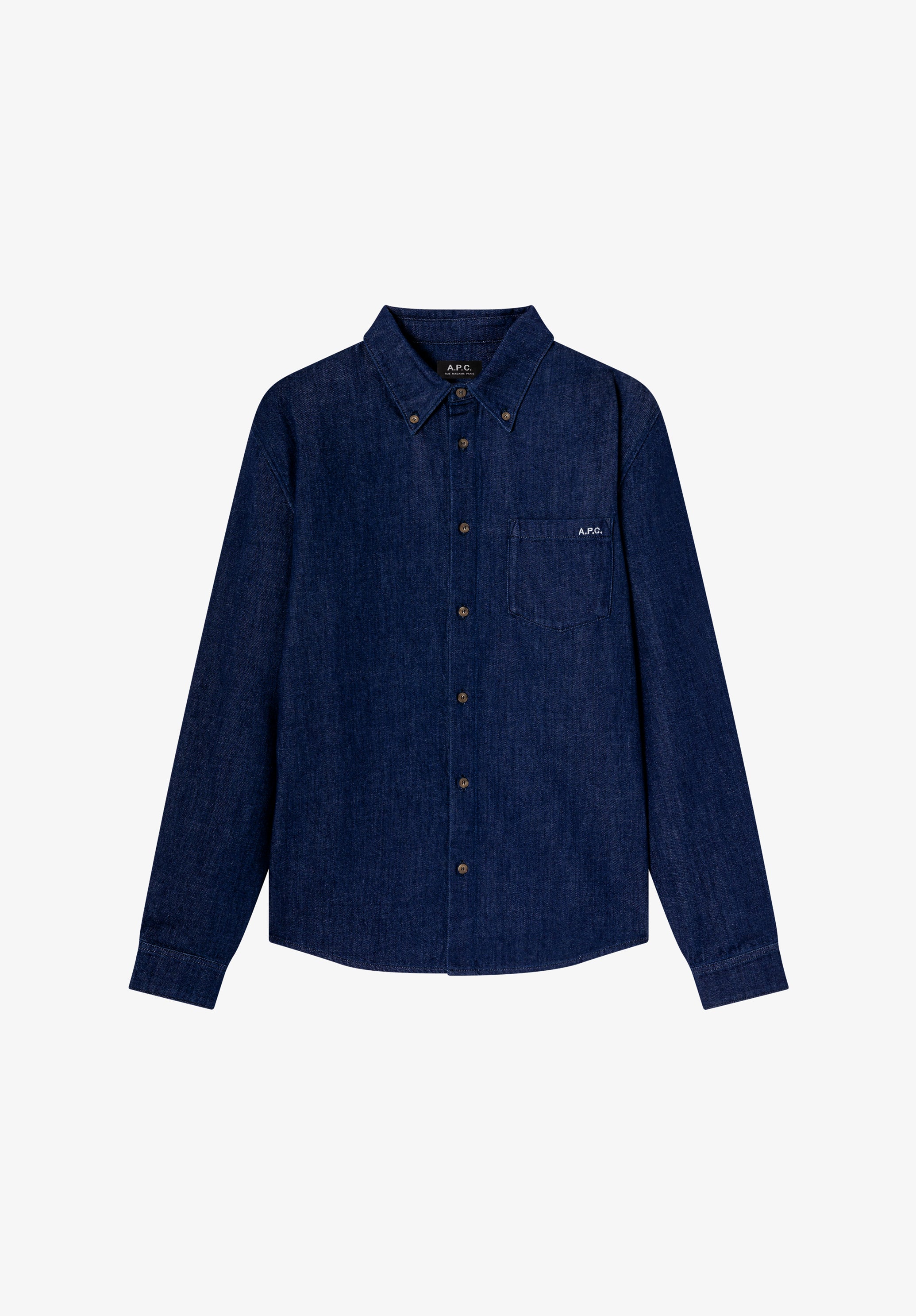 A.P.C. Hemd Denim indigo Bio-Baumwolle Button-Down