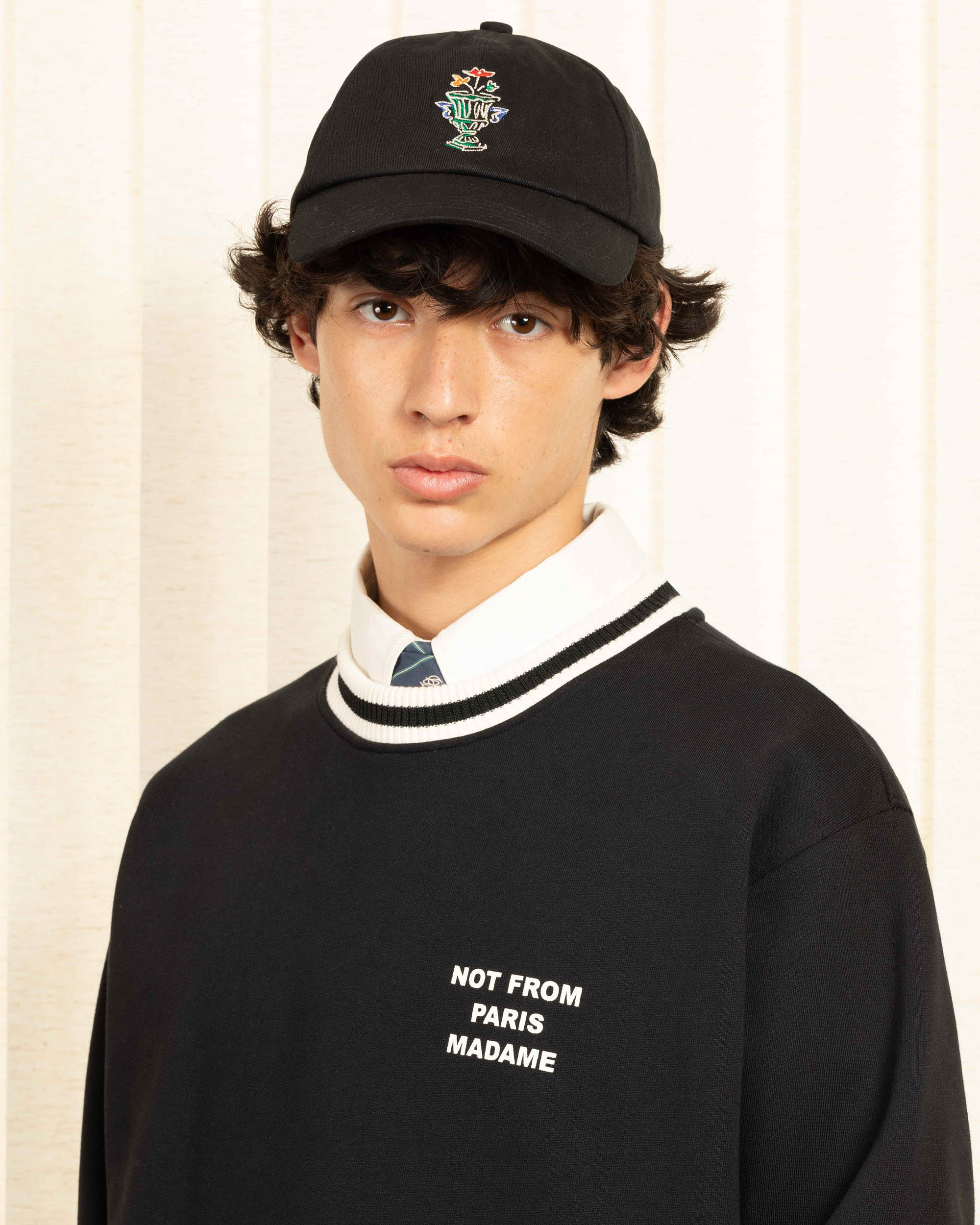 Drôle De Monsieur Slogan Sport Sweatshirt Schwarz Baumwolle