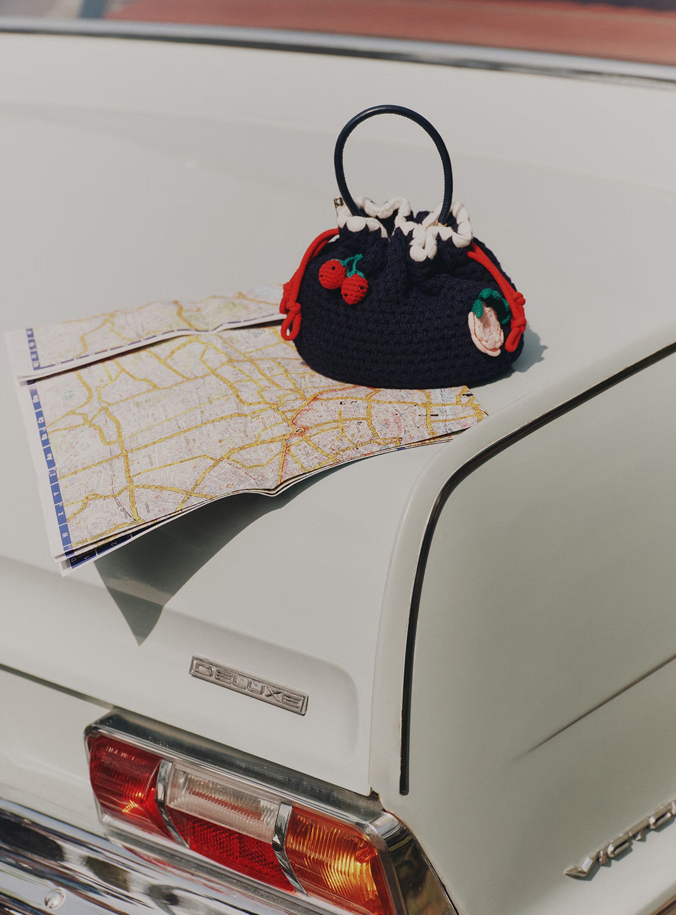 Self Portrait Navy Crochet Pouch Tasche Navy Baumwolle