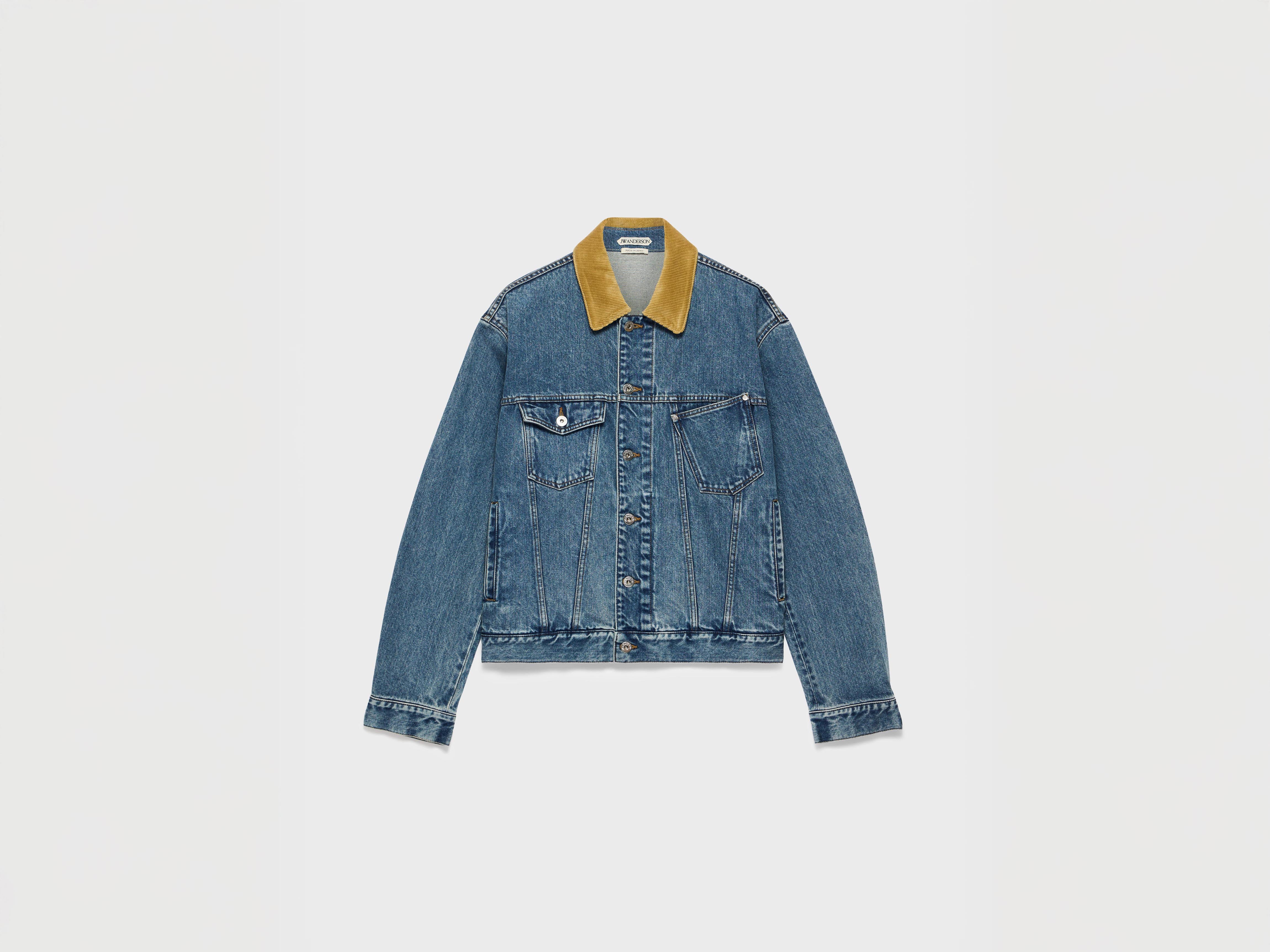 J.W.Anderson Corduroy Collar Denim Jacke mittelblau