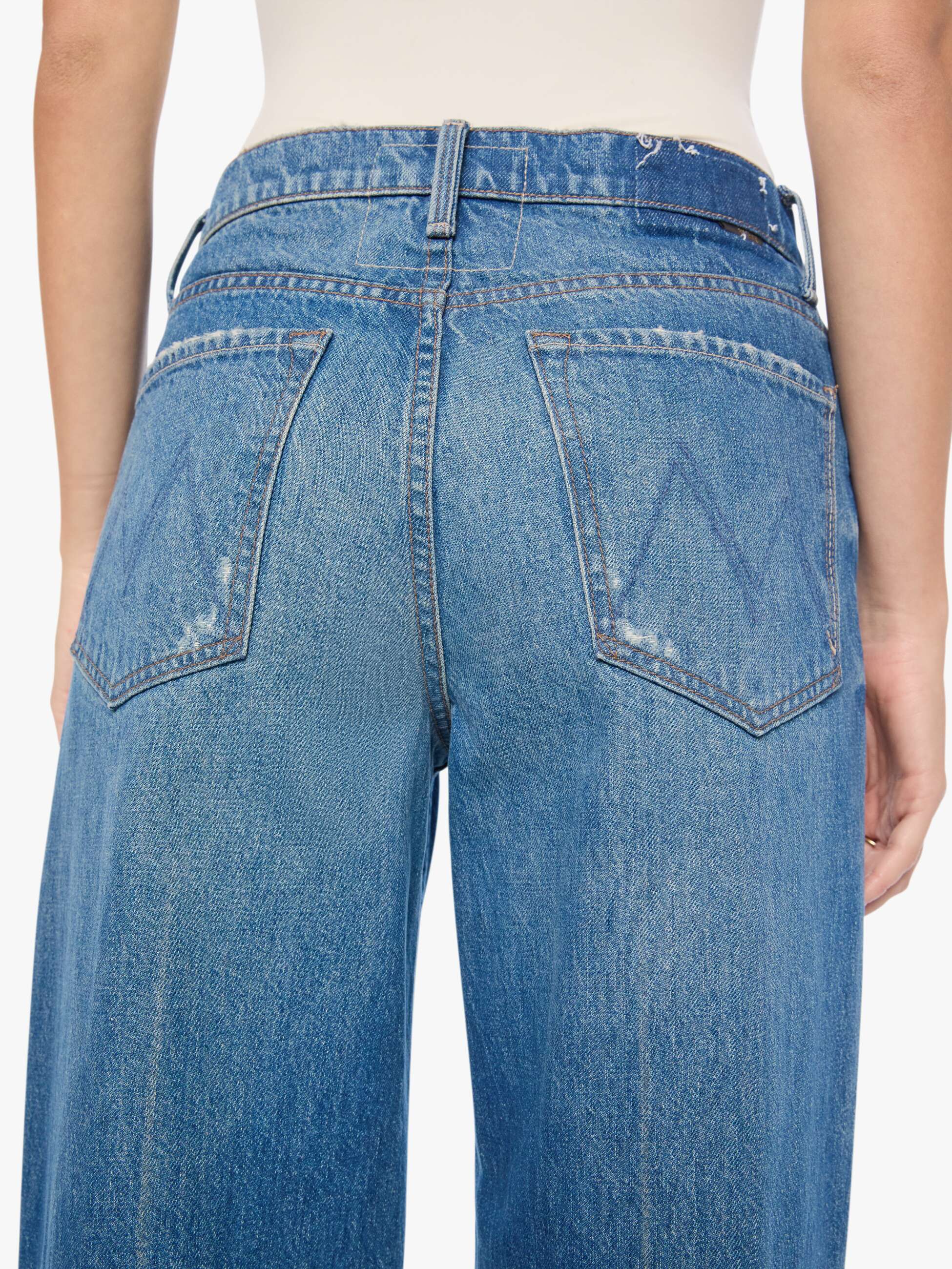 Mother The Rerun Zip Sneak Jeans FYVM Blau Wide Leg