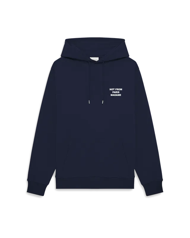 Drôle De Monsieur Le Hoodie Slogan Hoodie Navy Not From Paris