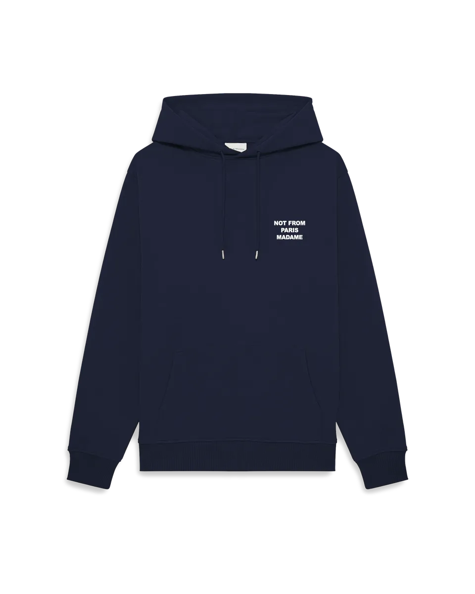 Drôle De Monsieur Le Hoodie Slogan Hoodie Navy Not From Paris