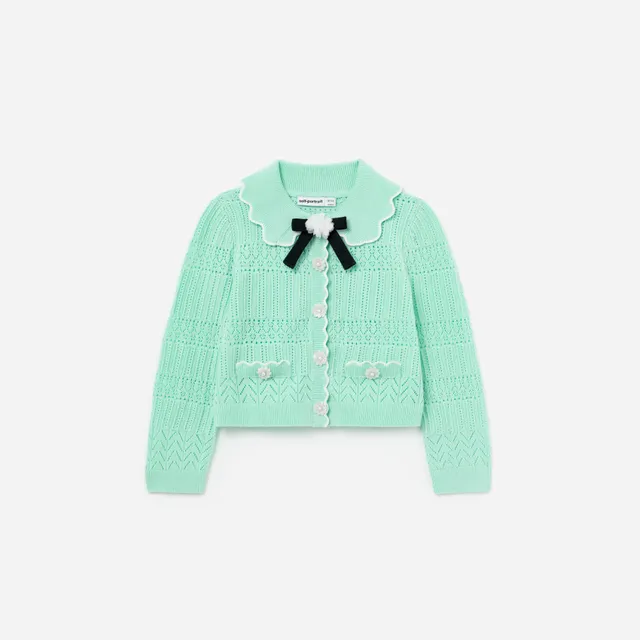Self Portrait Mint Pointelle Strickjacke Cardigan