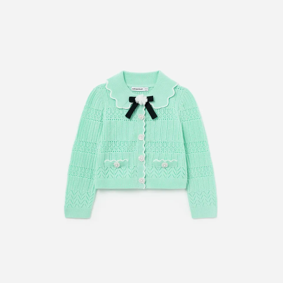 Self Portrait Mint Pointelle Strickjacke Cardigan