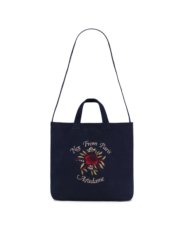 Drôle de Monsieur Slogan Rose Tote Bag Baumwolle Navy OS