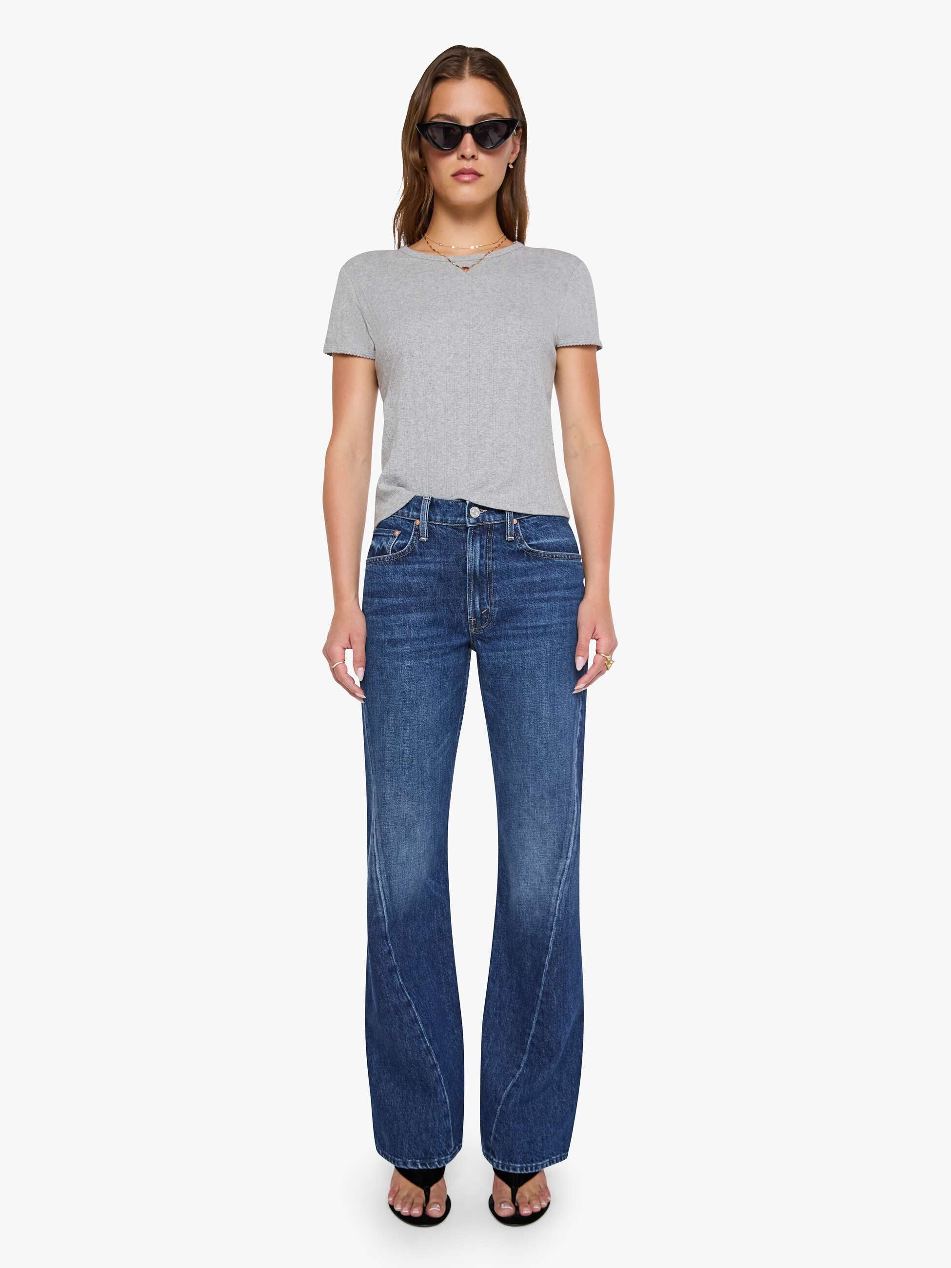 Mother The Bookie Twist Sneak Damenjeans Dunkelblau
