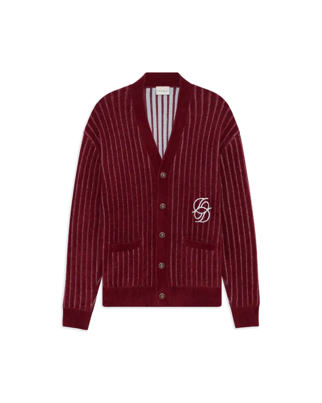 Drôle De Monsieur D Mirror Monogram Cardigan Strickjacke Burgundy