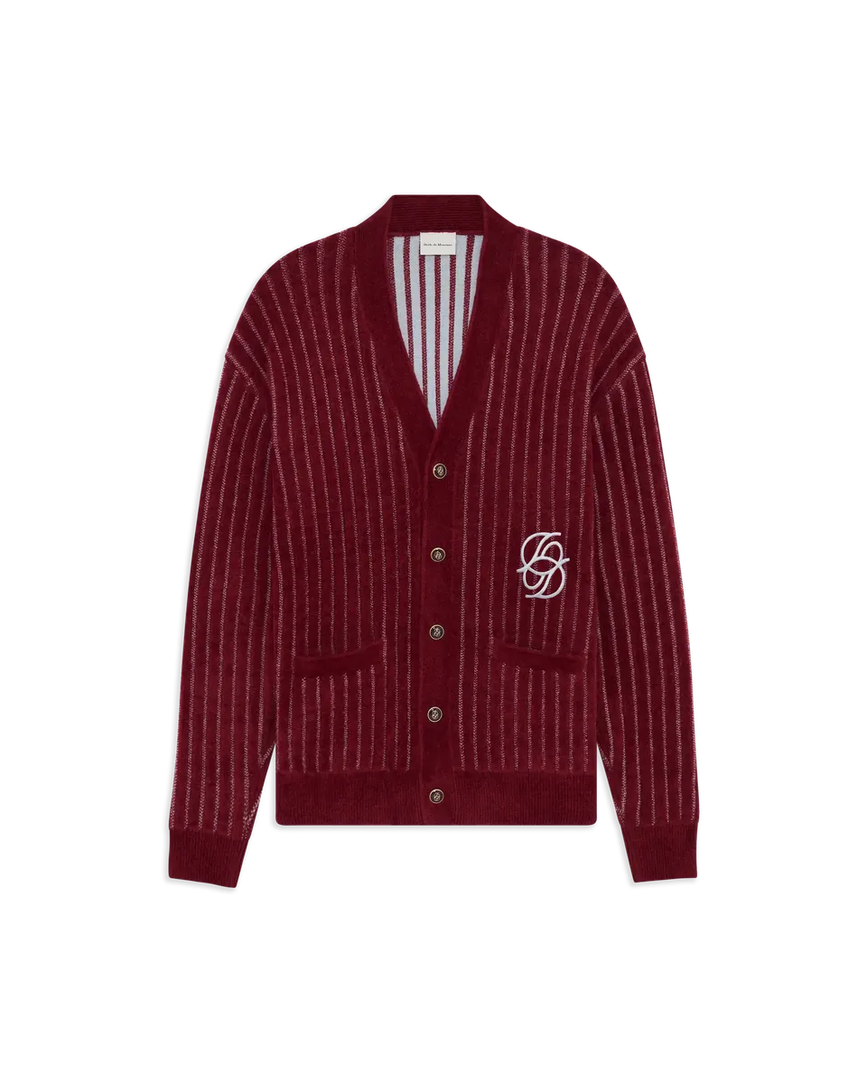 Drôle De Monsieur D Mirror Monogram Cardigan Strickjacke Burgundy
