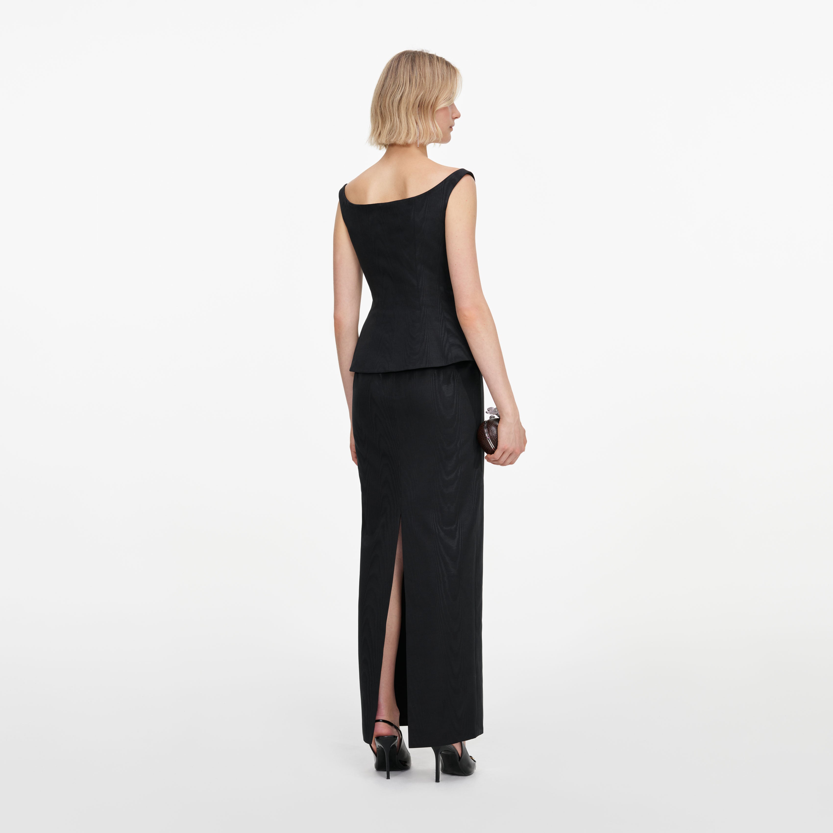 Self Portrait Bardot Maxi Kleid schwarz schulterfrei UK 6