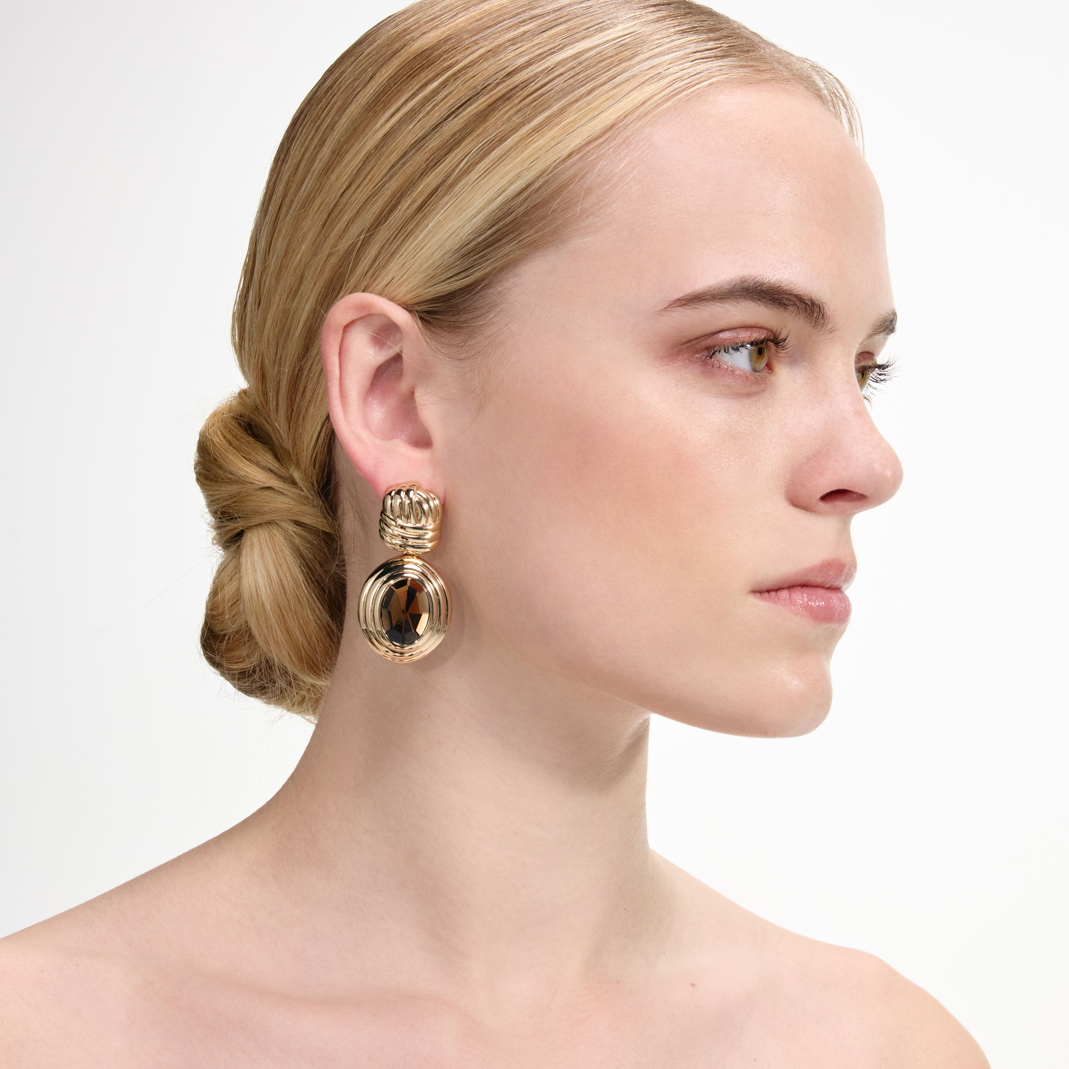 Self Portrait Gold Knot Amber Ohrringe Gold Braun