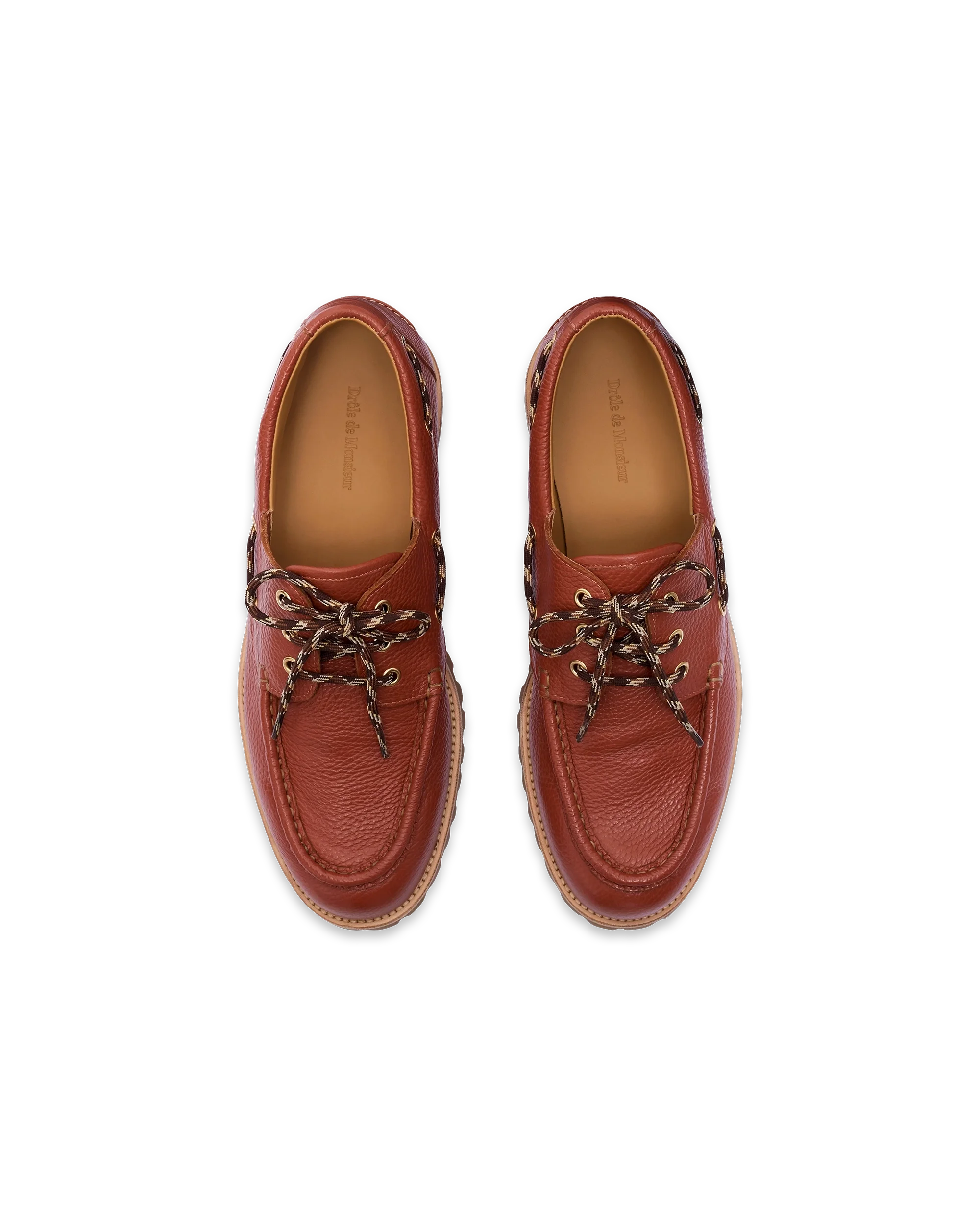 Drôle De Monsieur Chaussure Bateau Bootsschuh Braun Leder