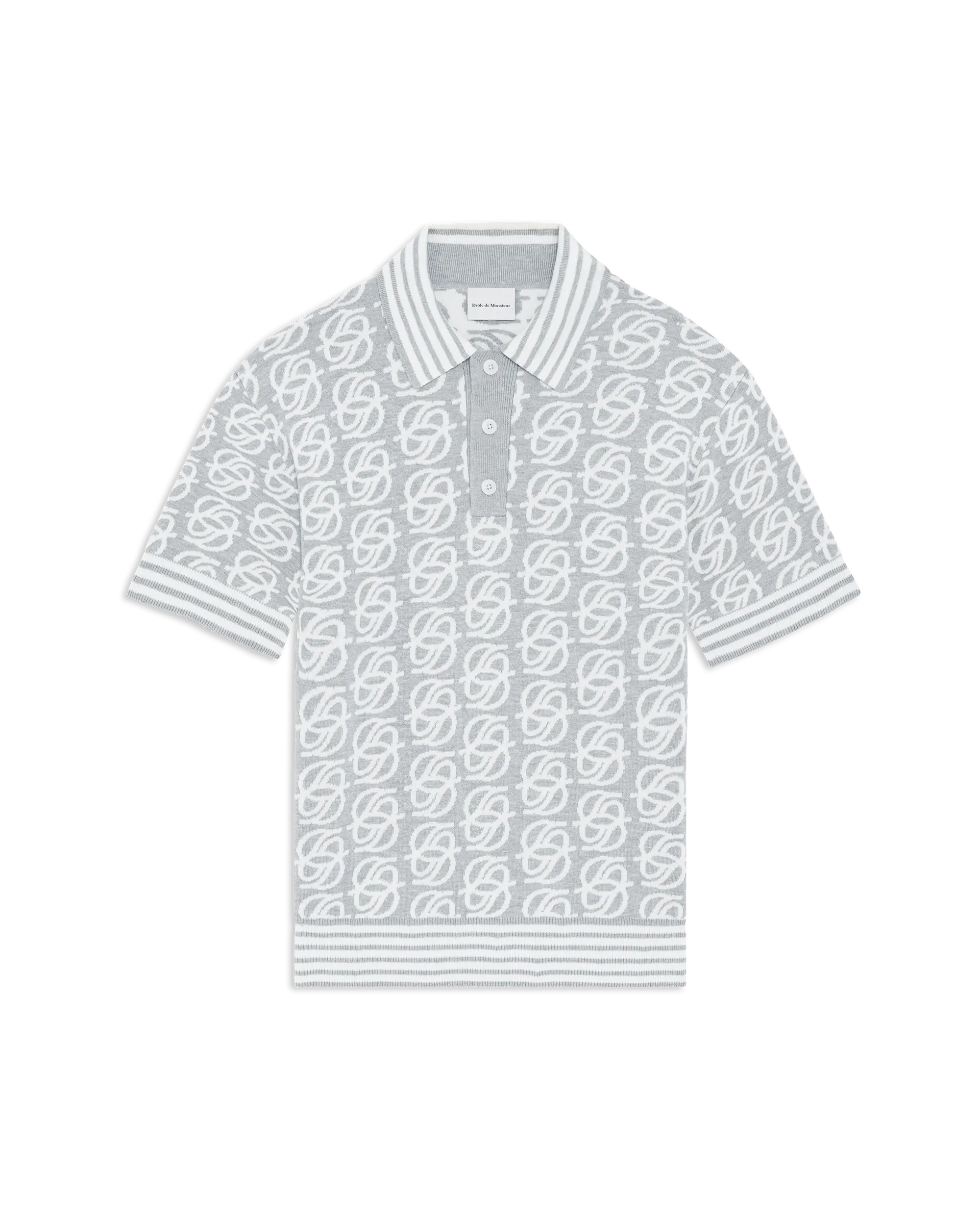 Drôle De Monsieur D Mirror Monogram Strickpolo Grau