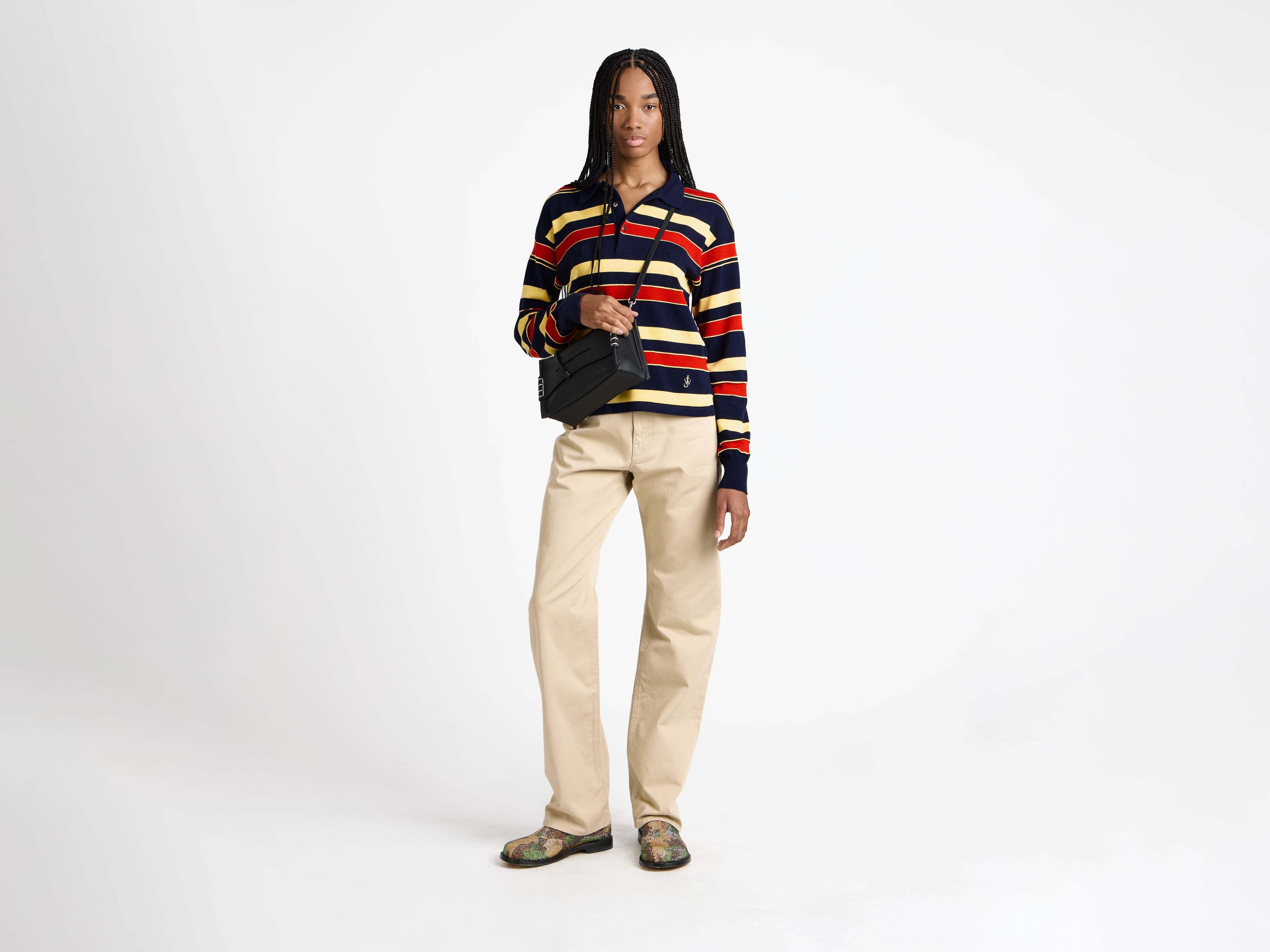 J.W.Anderson Striped Rugby Polo Stricktop Navy Damen
