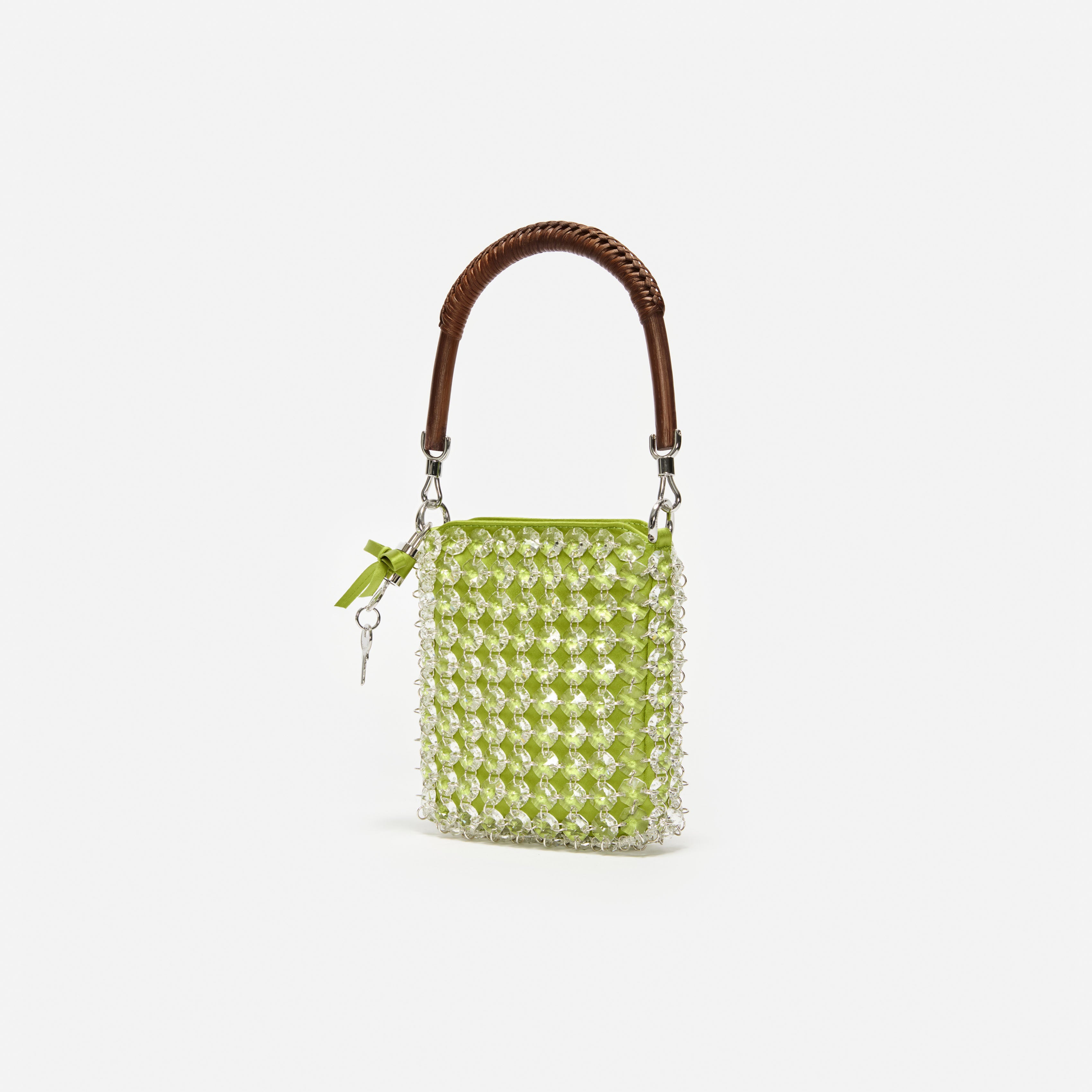 Self Portrait Green Crystal Mini Tote Tasche Grün