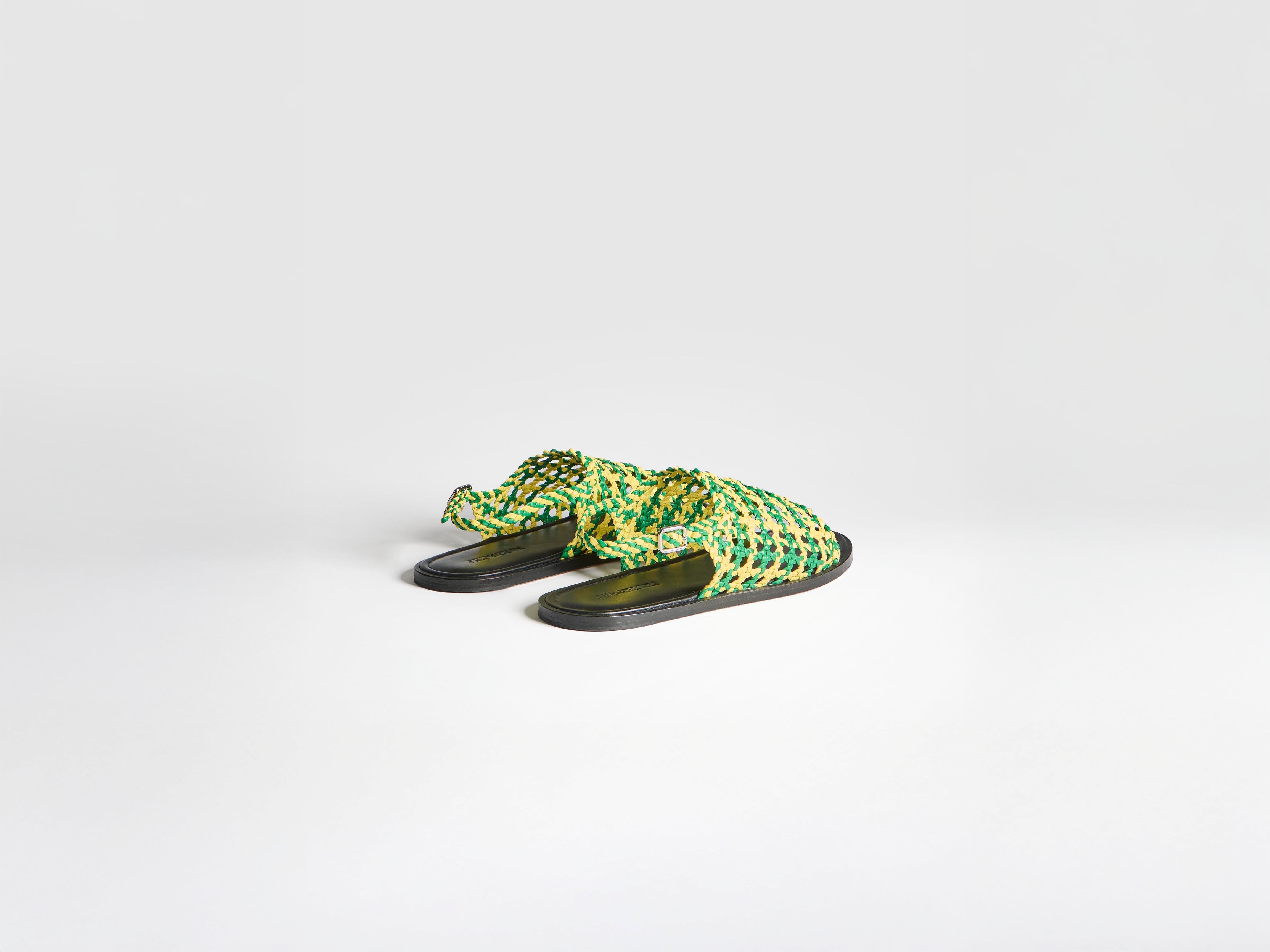 J.W.Anderson Woven Leather Sandal Sandalen Grün Gelb Leder