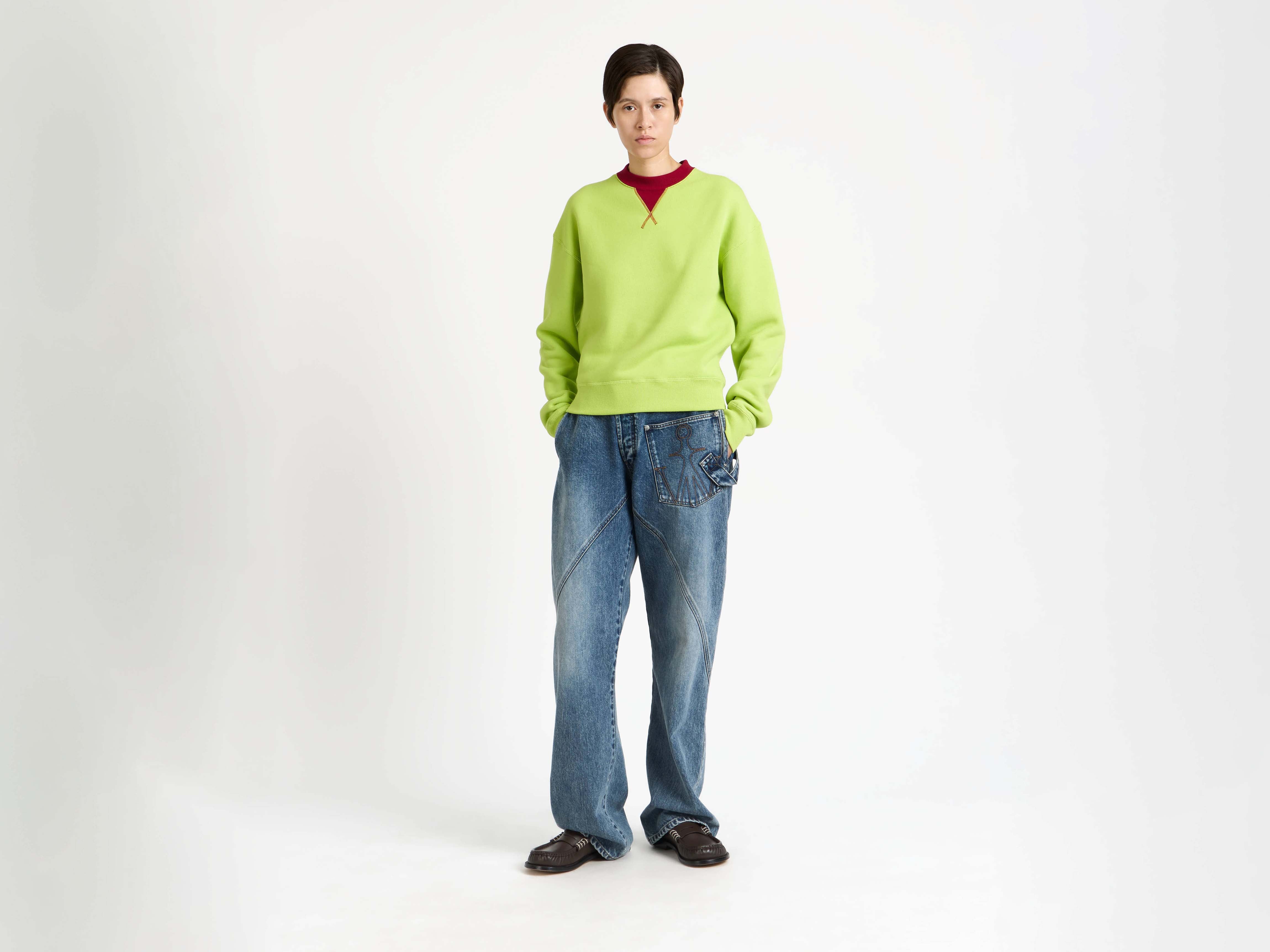 J.W.Anderson Contrast Collar Sweatshirt Lime Red Jersey