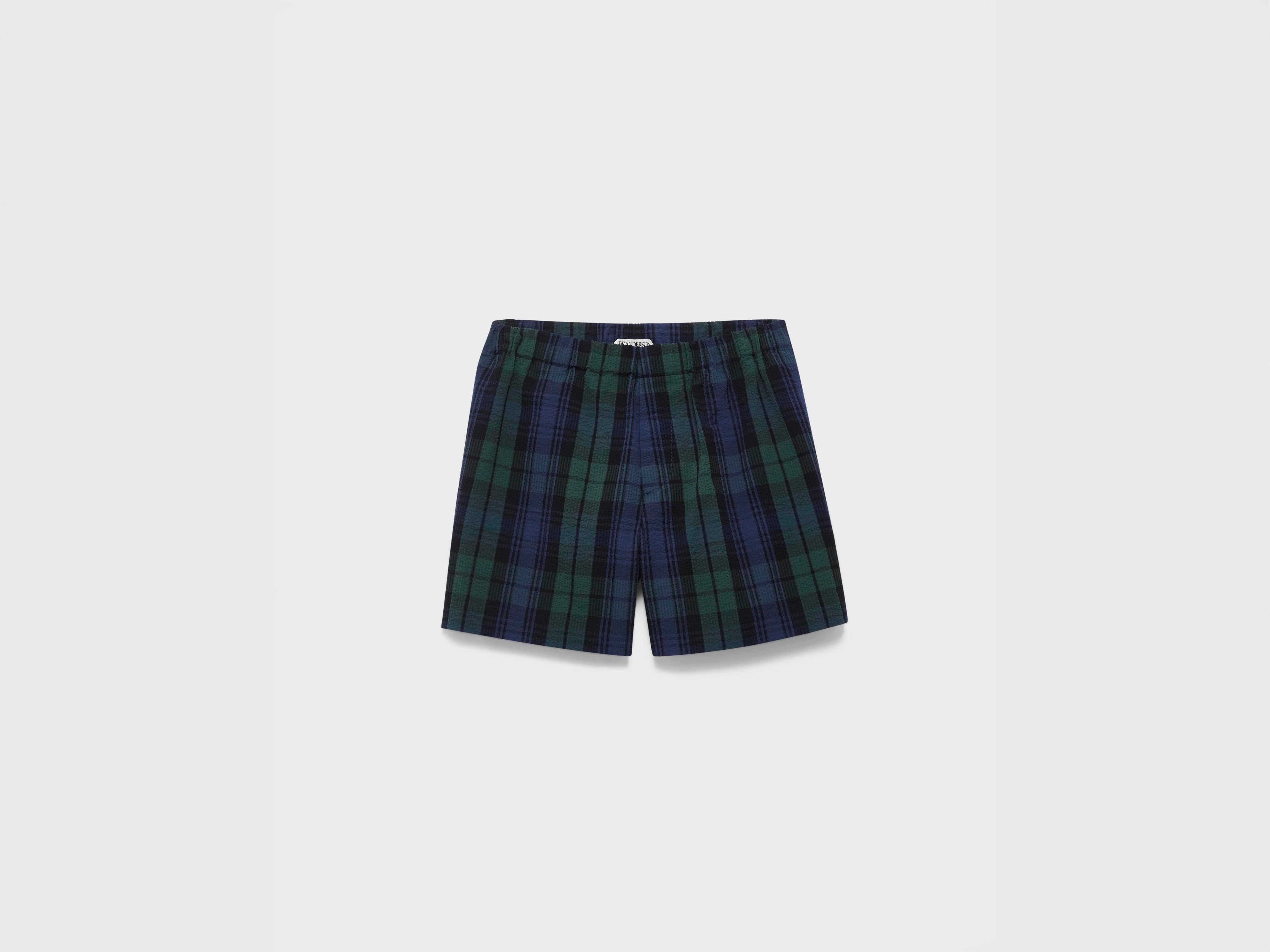 J.W.Anderson Check Shorts Seersucker Navy Grün Damen