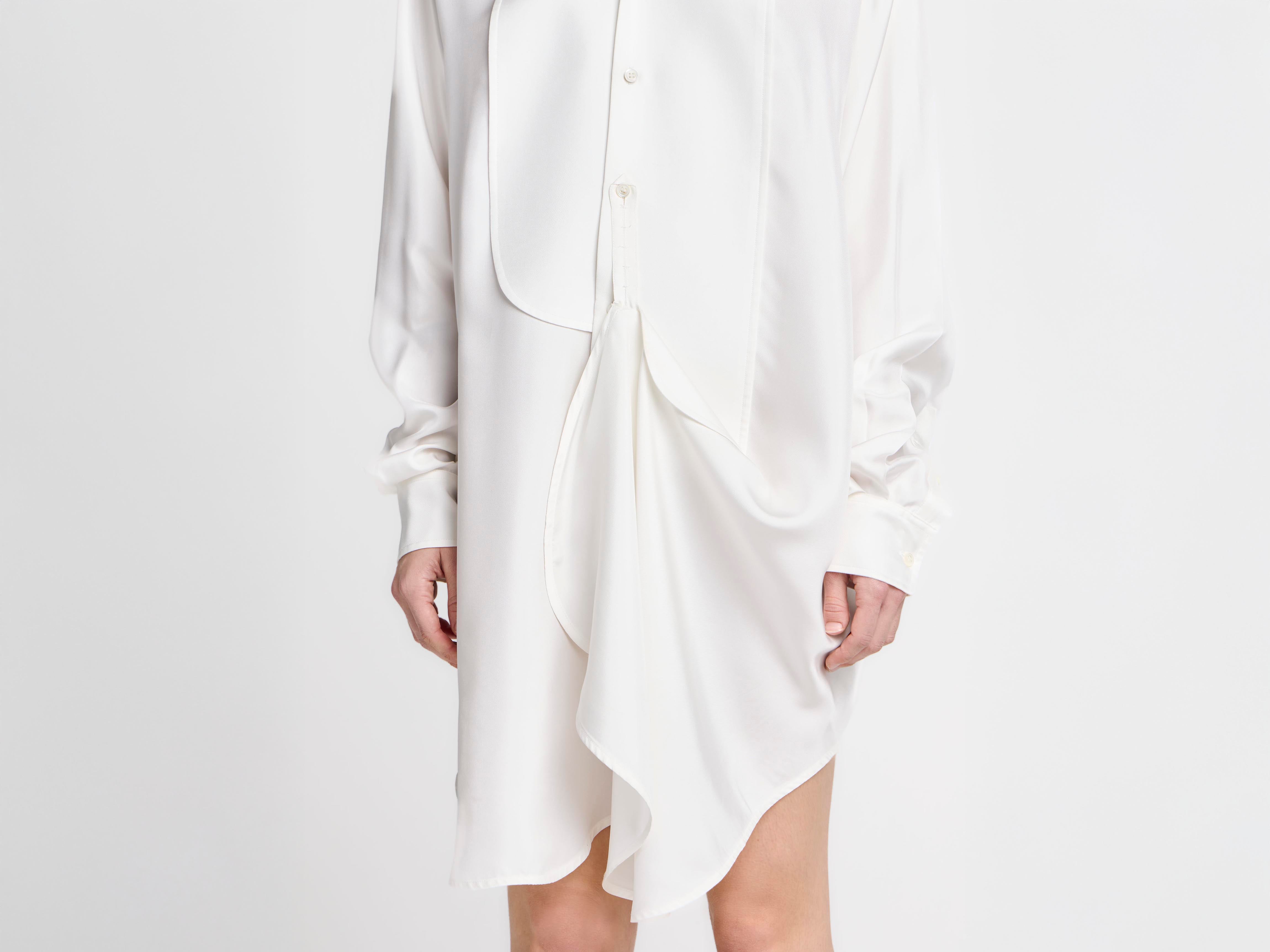 J.W.Anderson Tuxedo Drape Seidenkleid Off-White