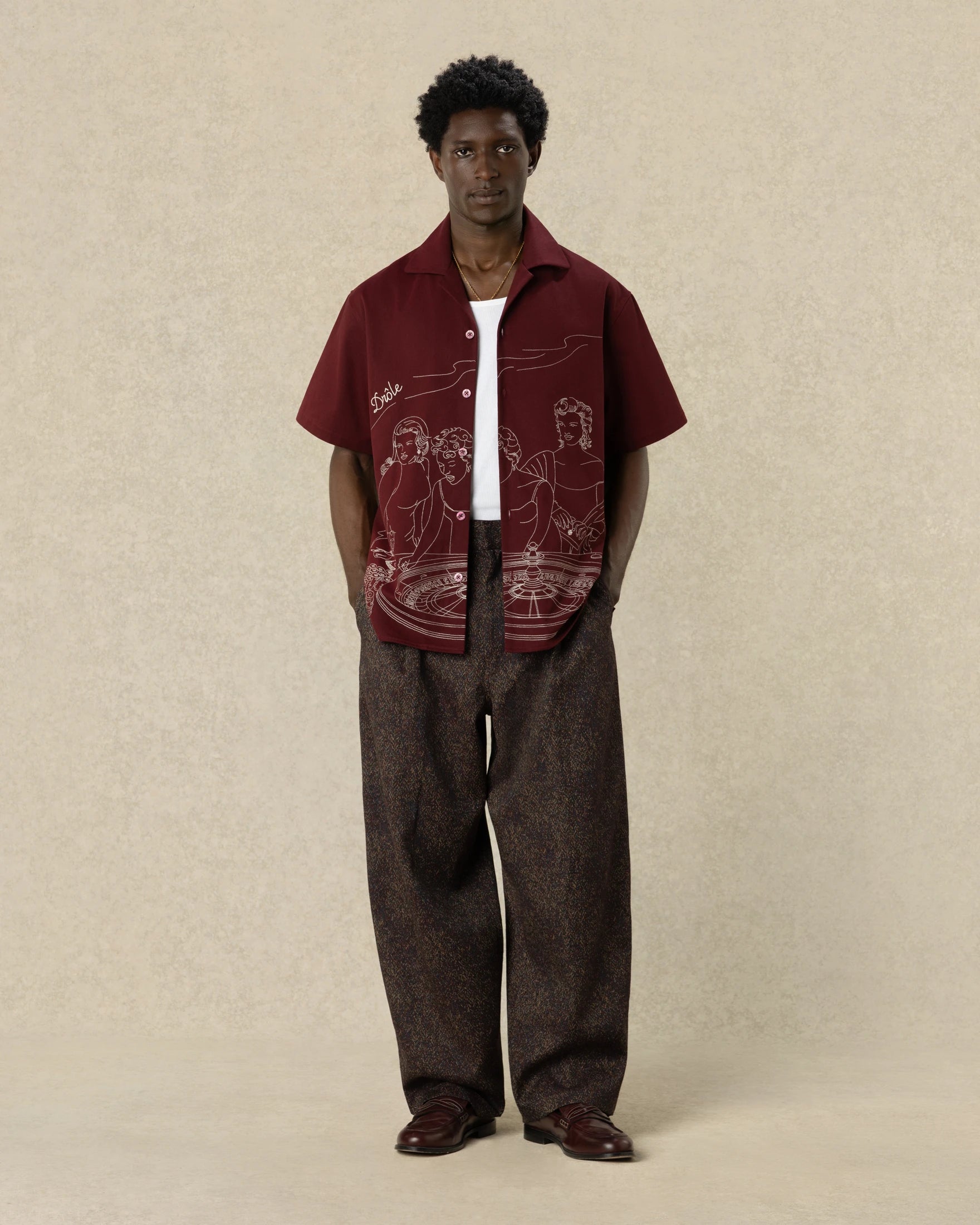 Drôle De Monsieur Notcha M-SH227 Kurzarmhemd Bordeaux M