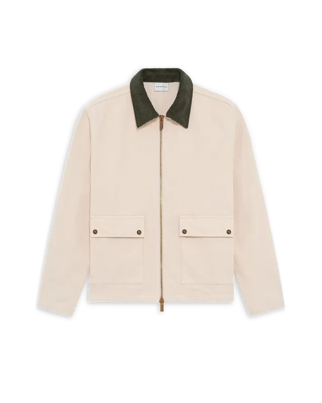 Drôle De Monsieur Veste Denim Zippée Jeansjacke Beige Baumwolle