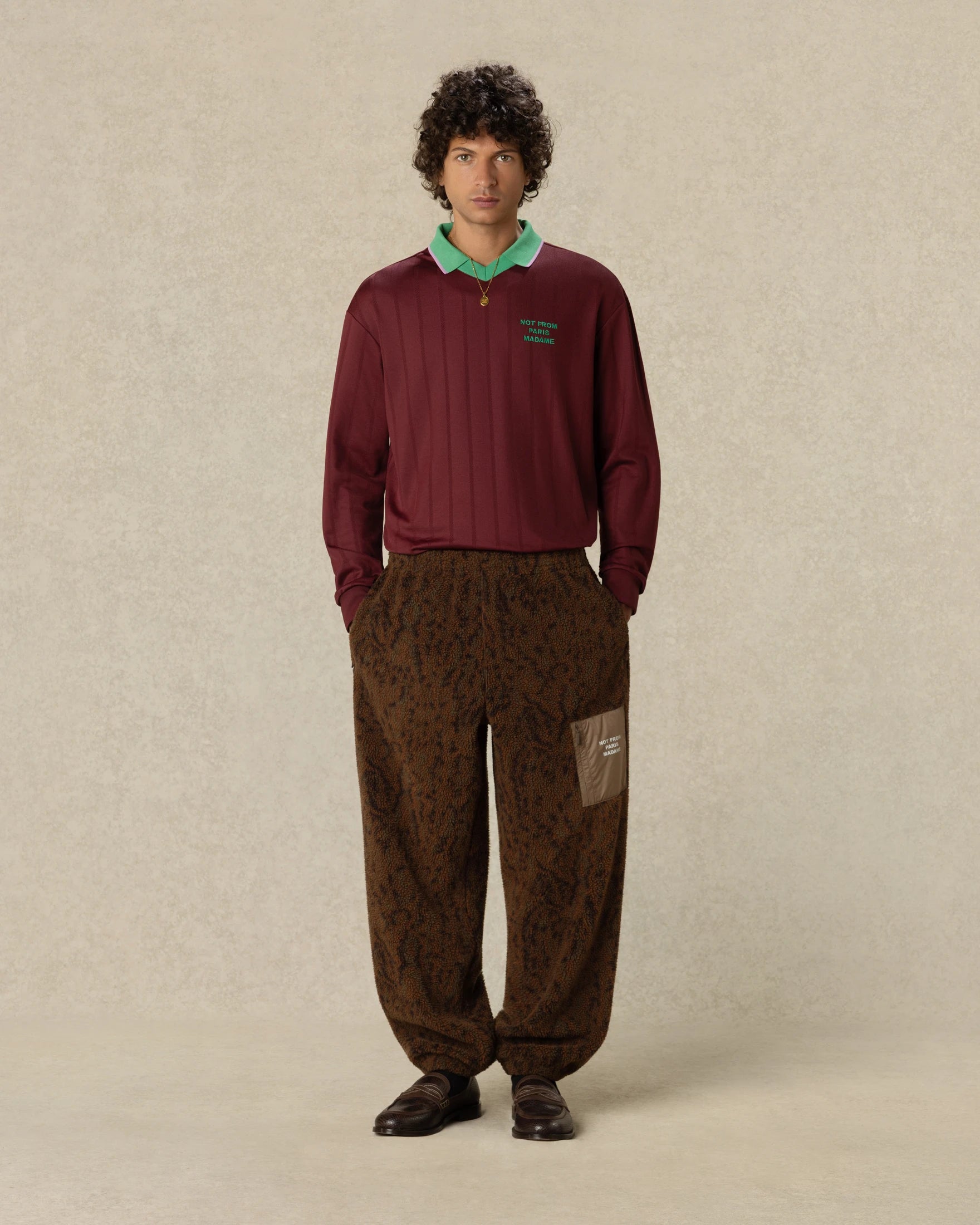 Drôle de Monsieur M-PL189 Polo Burgundy Langarm Slogan