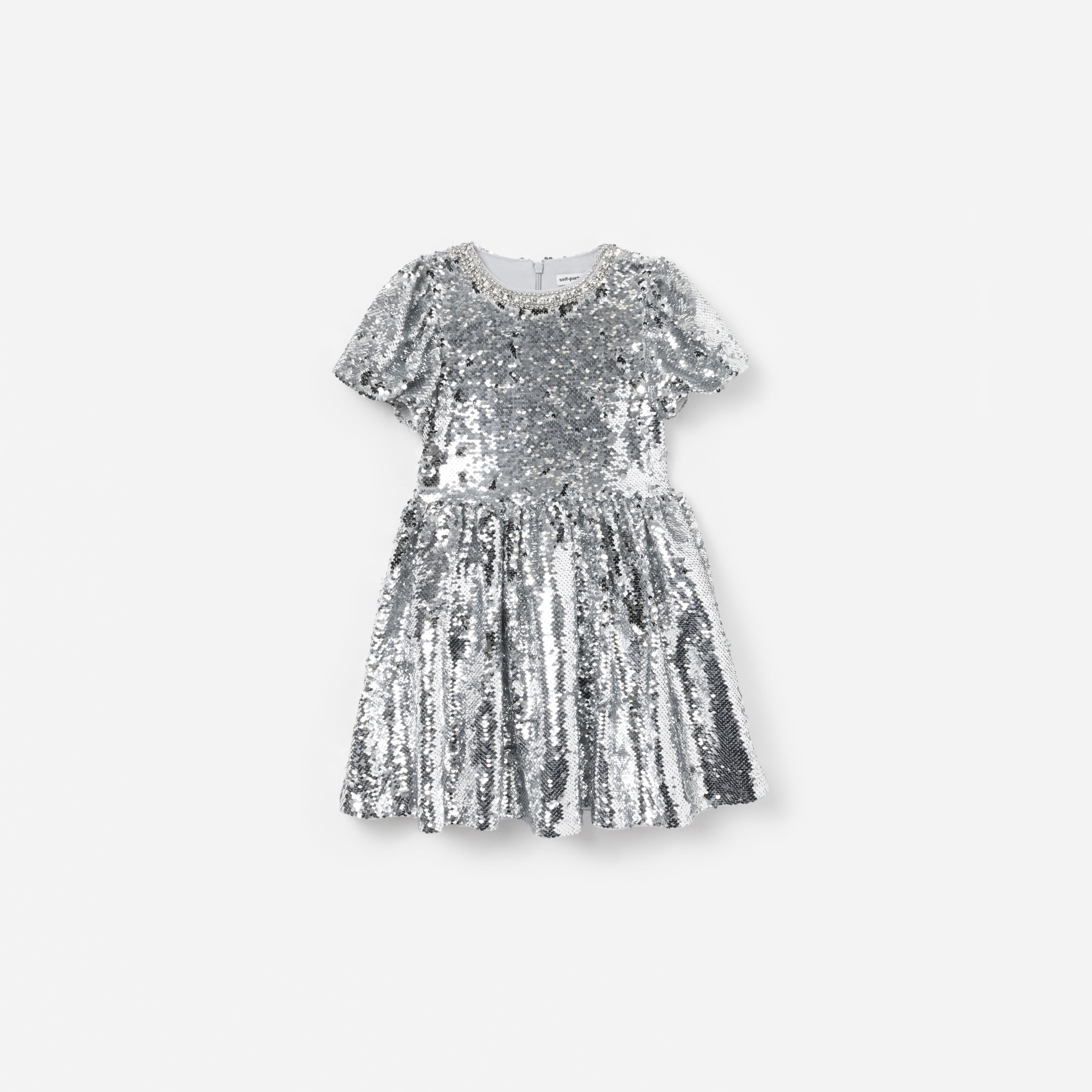 Self Portrait Silver Sequin Kinderkleid Silber Pailletten