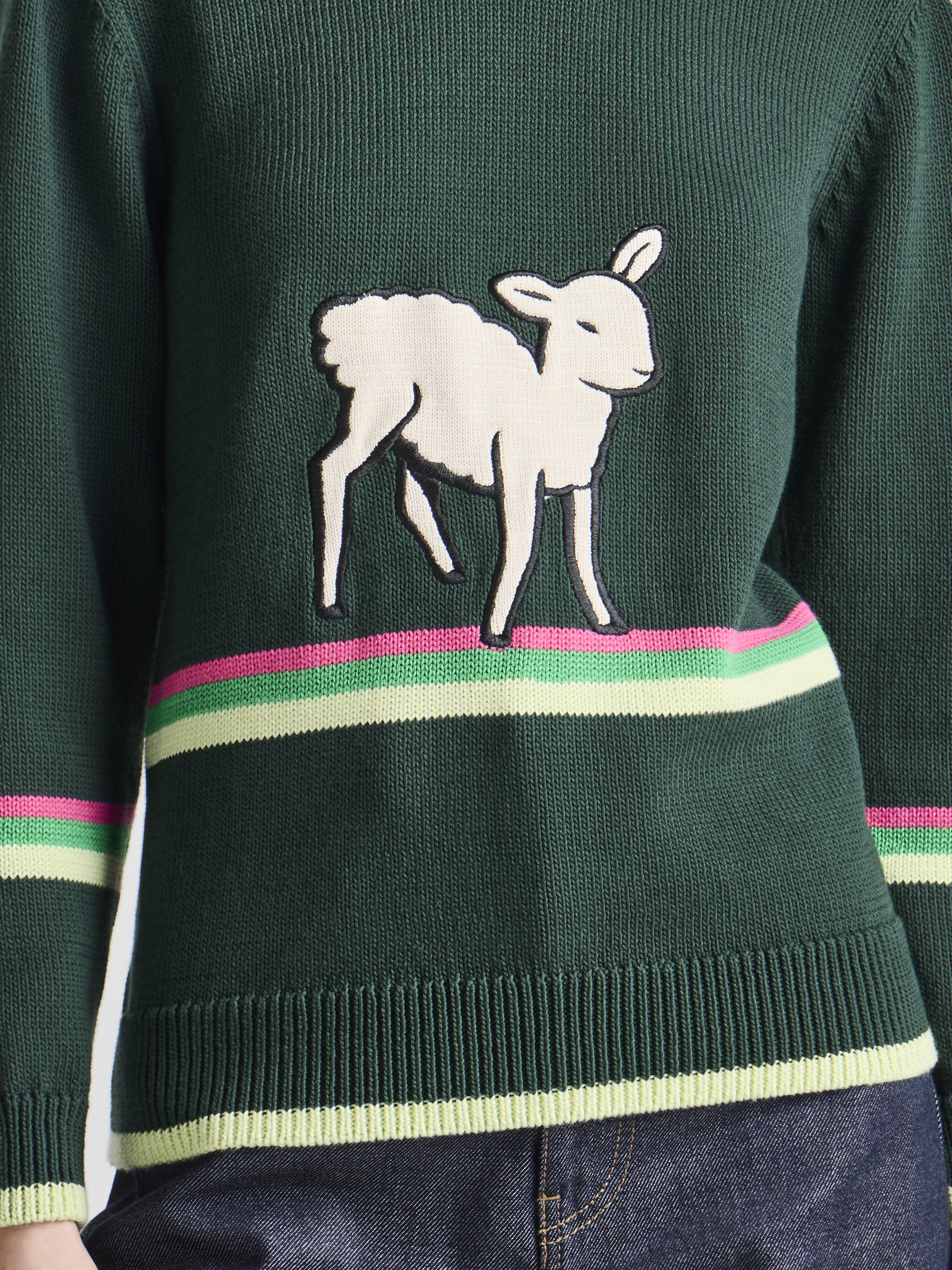 J.W.Anderson Sheep Jumper Damen dunkelgrün Baumwolle