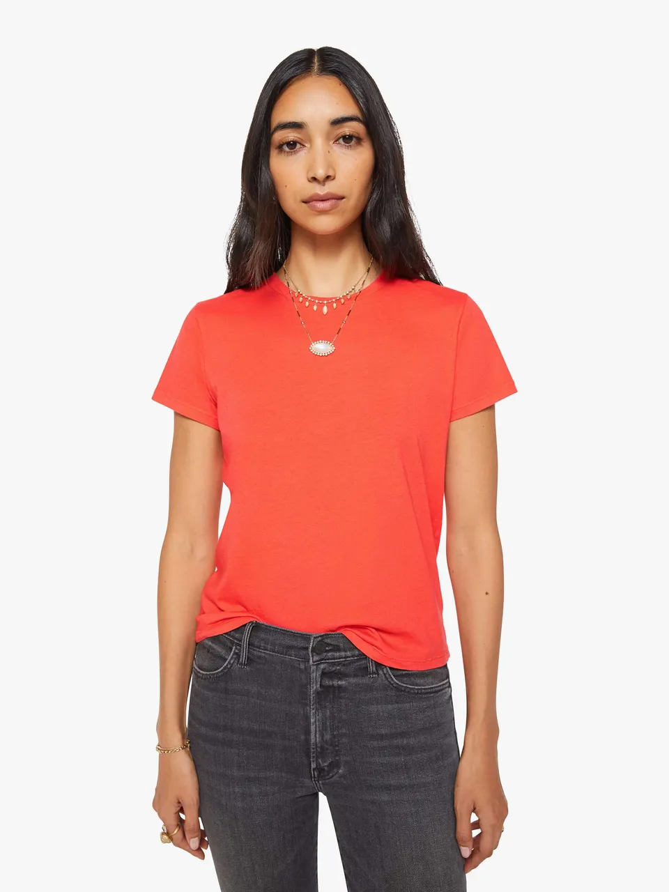 Mother Lil Goodie Goodie Mandarin Red T-Shirt Supima Orange