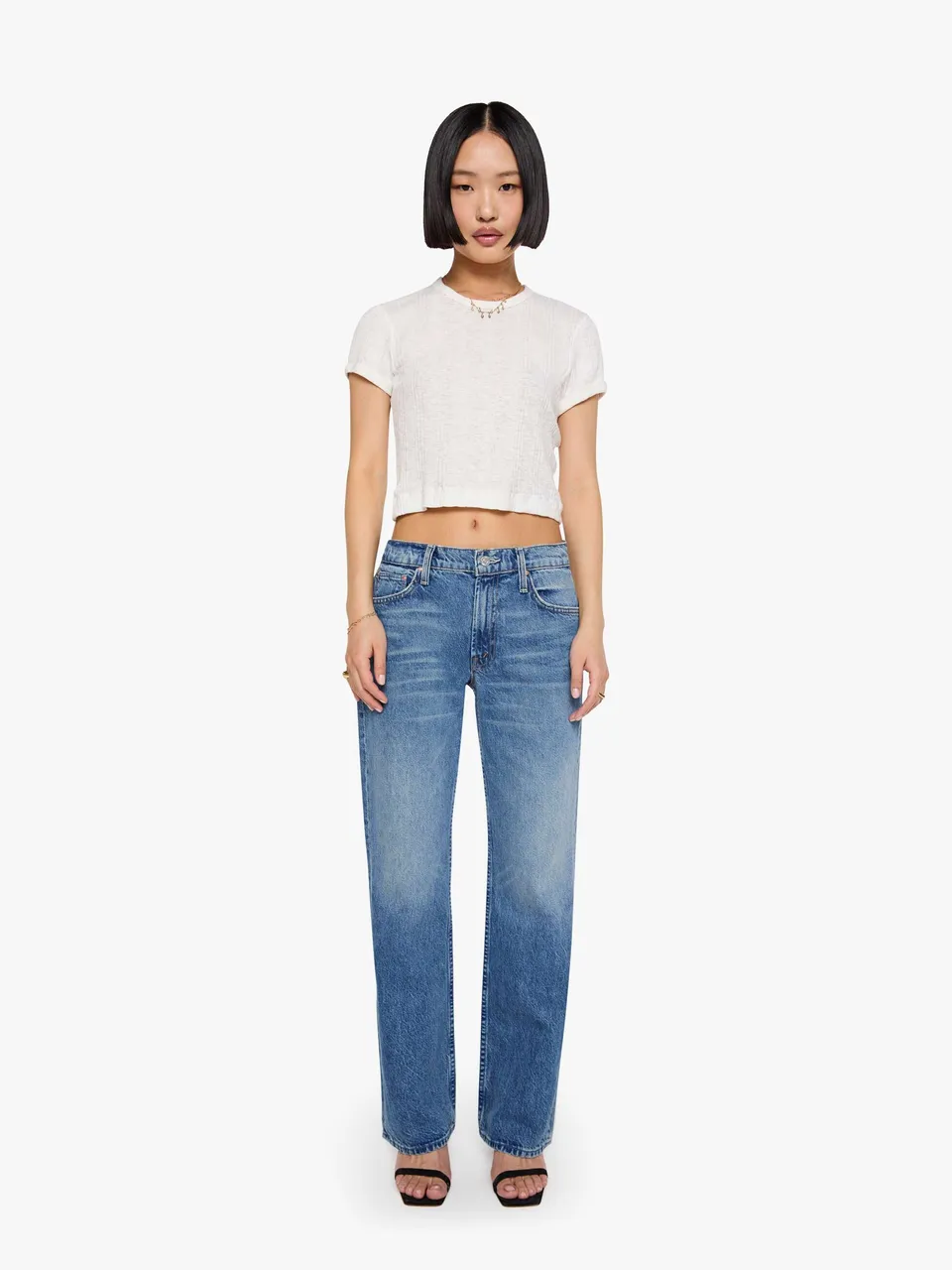 Mother Lil Reifler Petite Jeans Early Blue Mittelblau