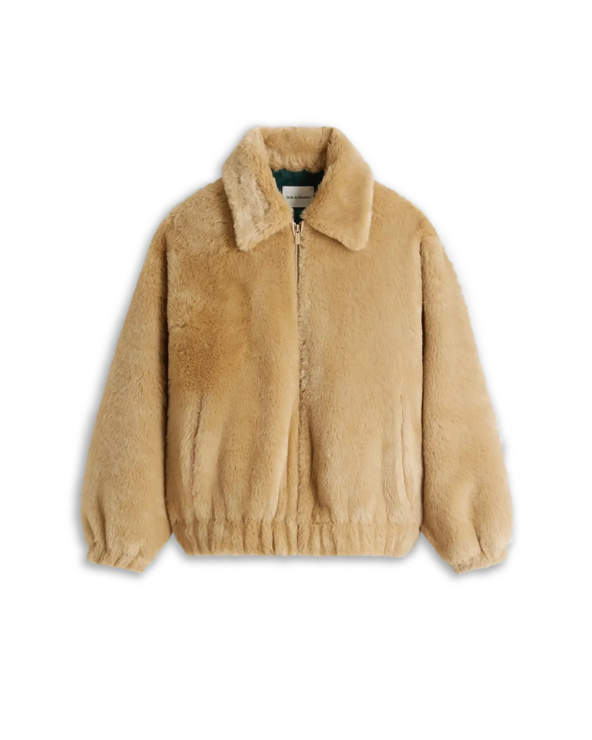 Drôle De Monsieur Faux Fur Slogan Jacke Beige Fell