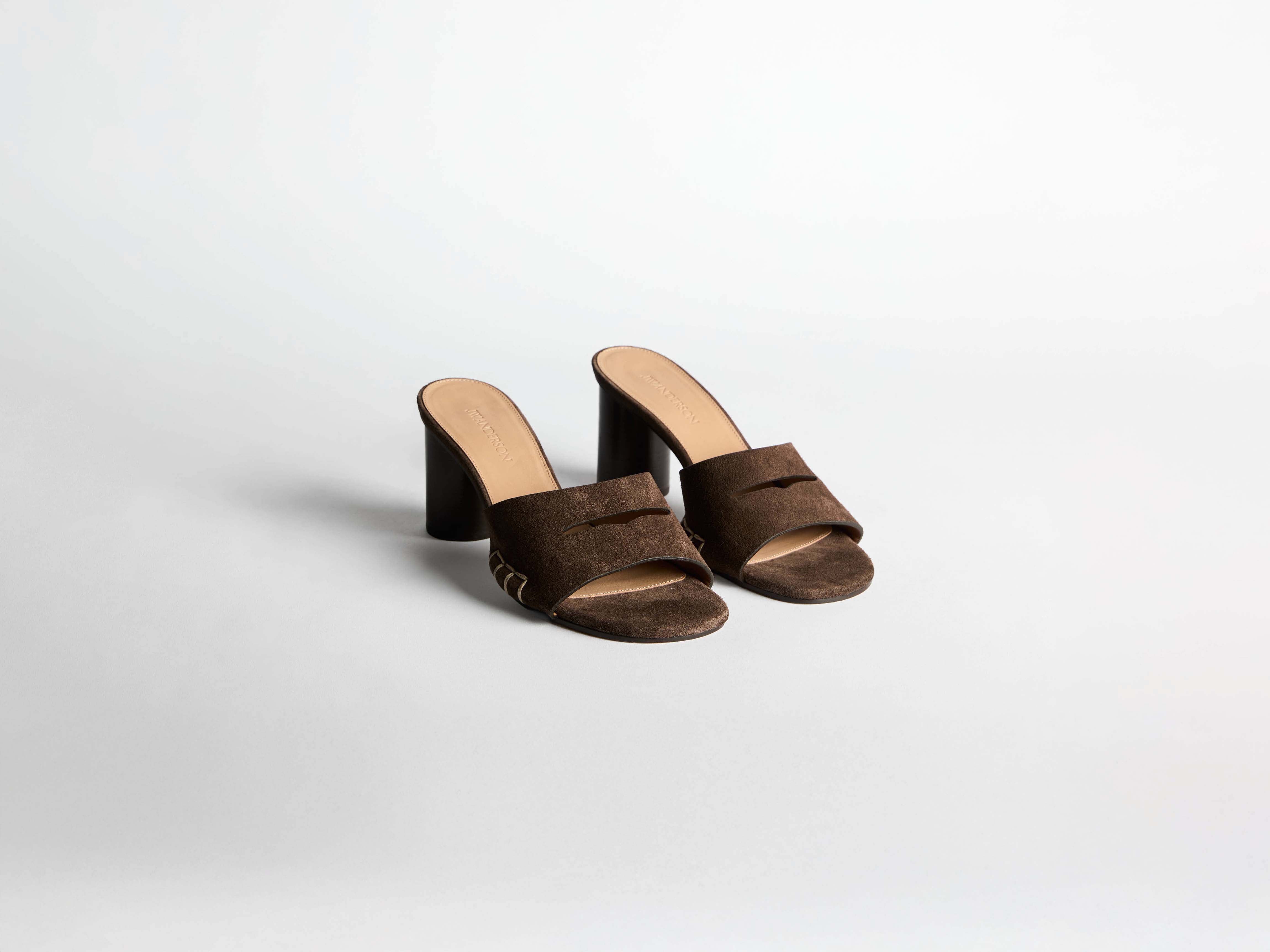J.W.Anderson Loafer Mule Pantoletten Schokobraun Wildleder